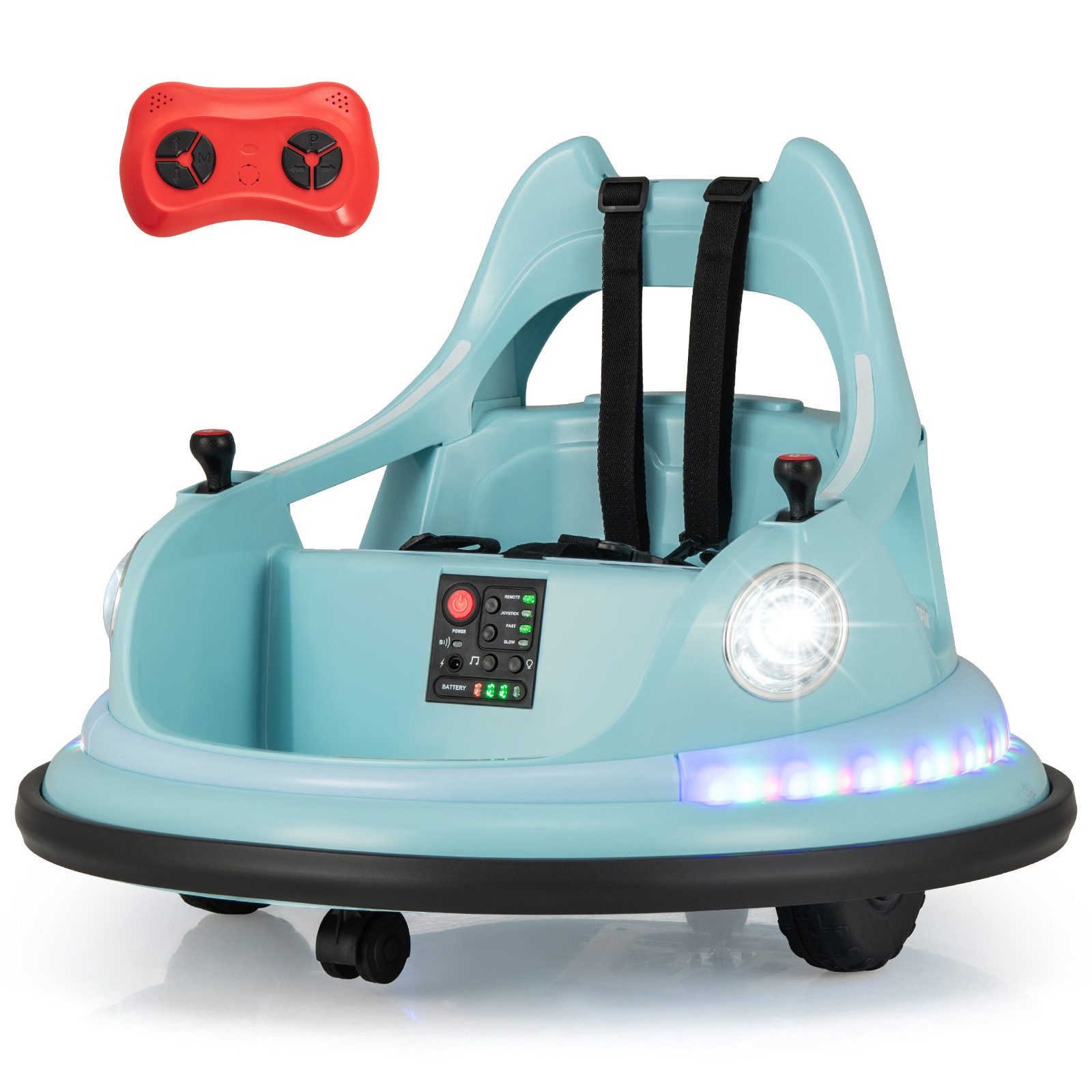 COSTWAY Elektro-Kinderauto, Belastbarkeit 30 kg, (1-tlg), 12V Kinder Autoscooter, 360° drehbar, Kinderauto, 2 Fahrmodi