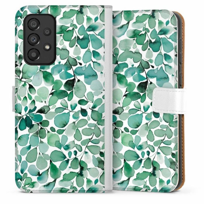 DeinDesign Handyhülle Pastell Wasserfarbe Blätter Watercolor Pattern Leaffy Leaves Samsung Galaxy A33 5G Hülle Handy Flip Case Wallet Cover
