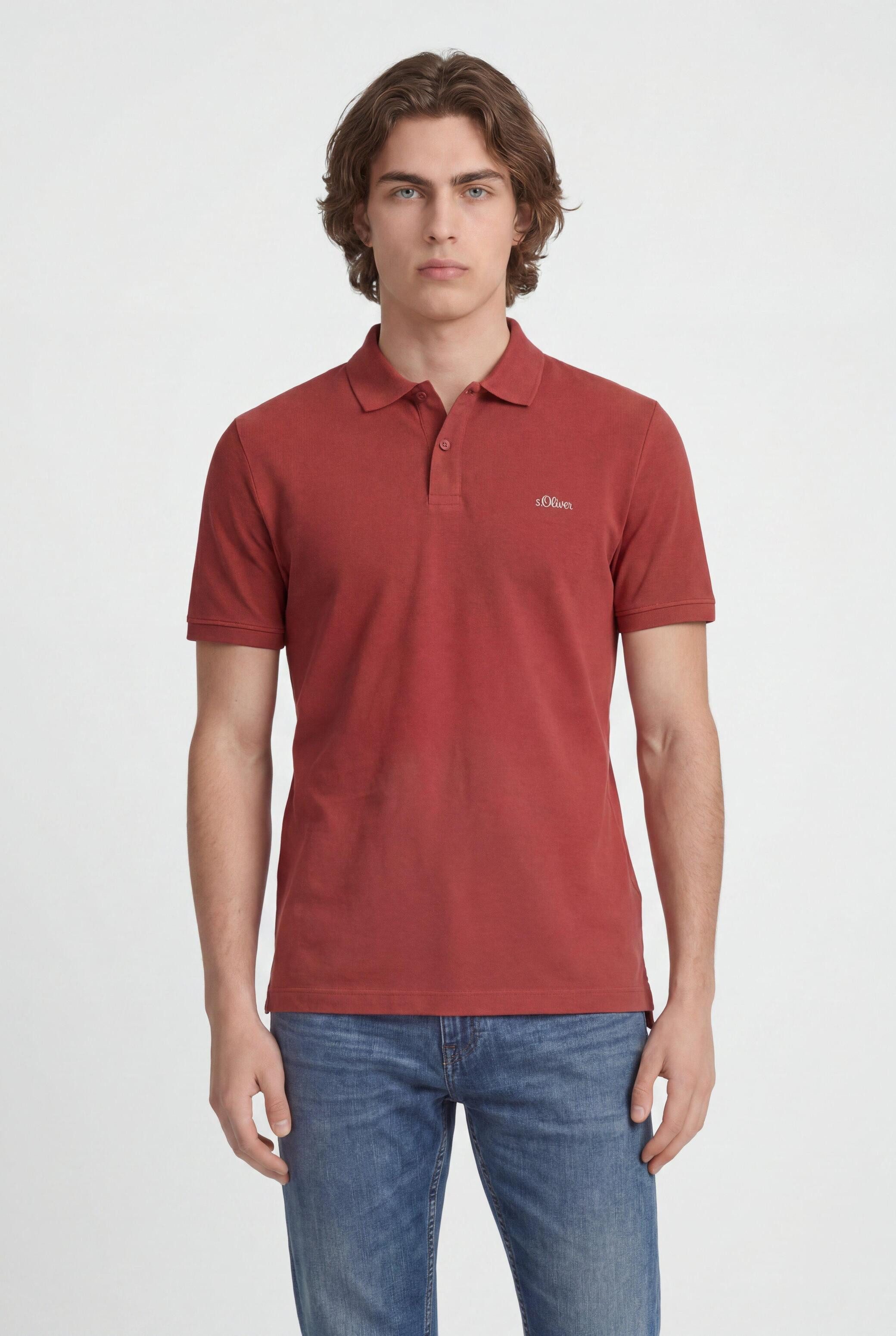 s.Oliver Kurzarmshirt Polo-Shirt Poloshirt aus Baumwollpiqué