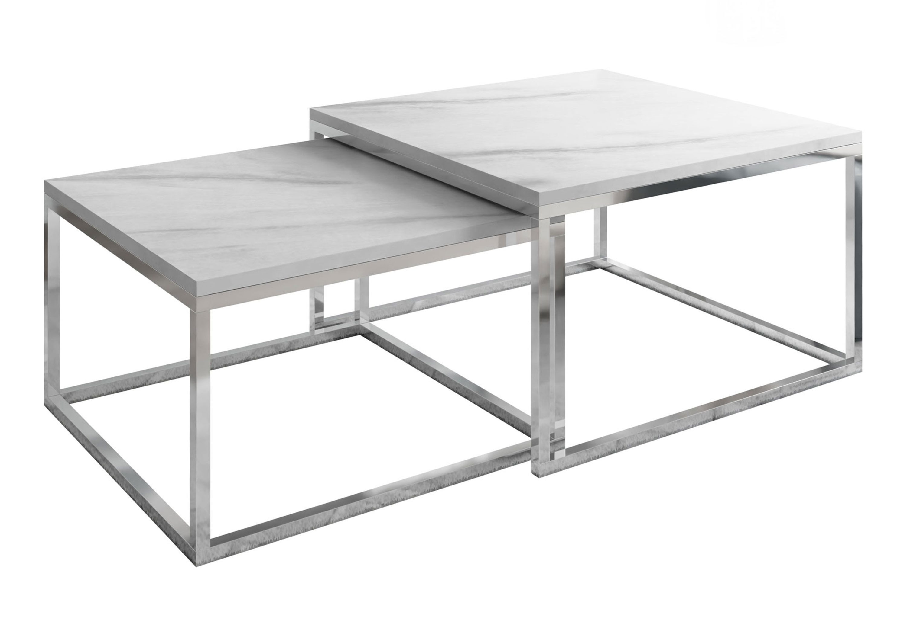 Lookway Couchtisch YOSHI 2in1 mit Levanto Marmor und Chromgestell (2er-Set) günstig online kaufen