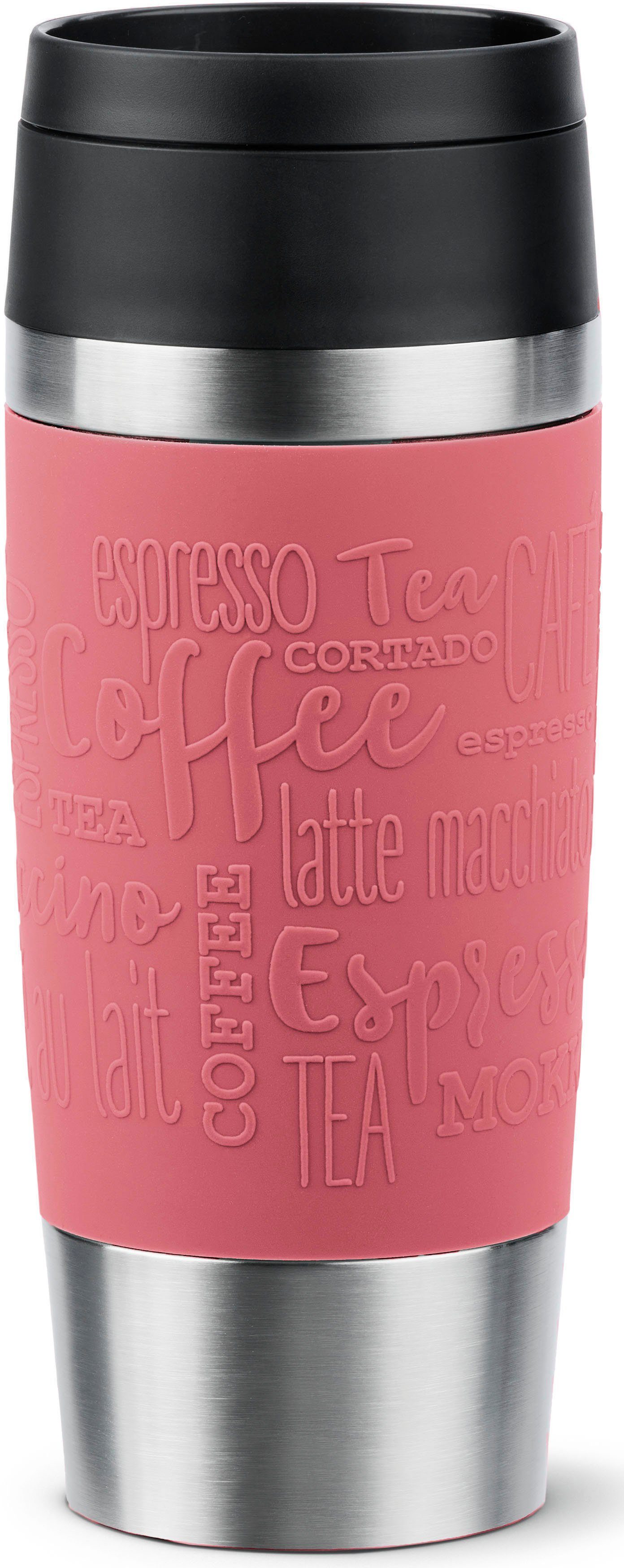 Emsa Thermobecher Travel Mug Classic, mit 360°-Trinköffnung, auslaufsicher, rutschfest, Edelstahl, Kunststoff, Silikon, 4h heiß, 8h kalt - 360 ml / 6h heiß, 12h kalt - 500 ml, 100% dicht