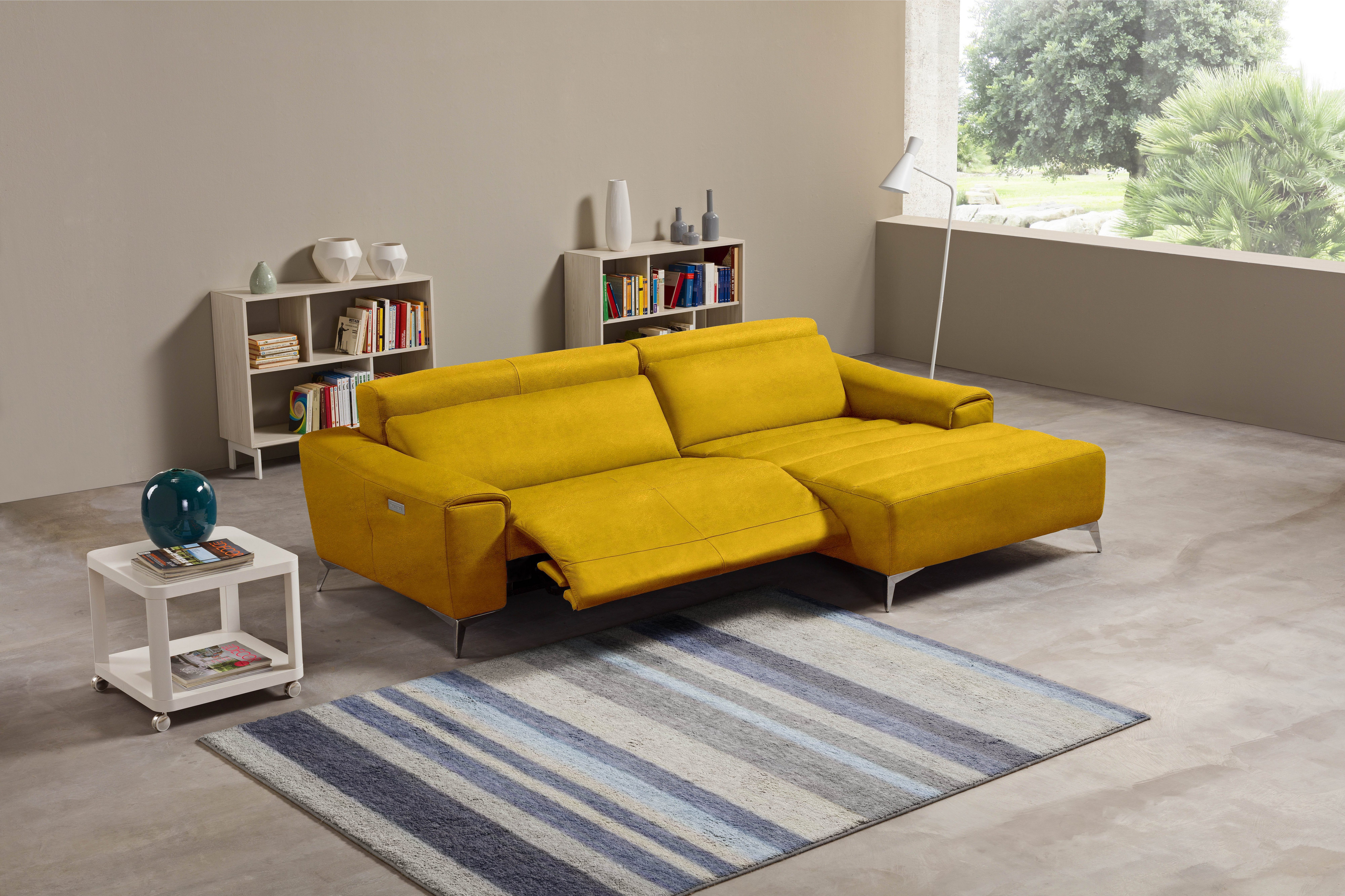 Egoitaliano Ecksofa Suzette, Designsofa mit hohem Sitzkomfort, mit Recamiere, inkl. 1 elektronischen Relaxfunktion, L-Form