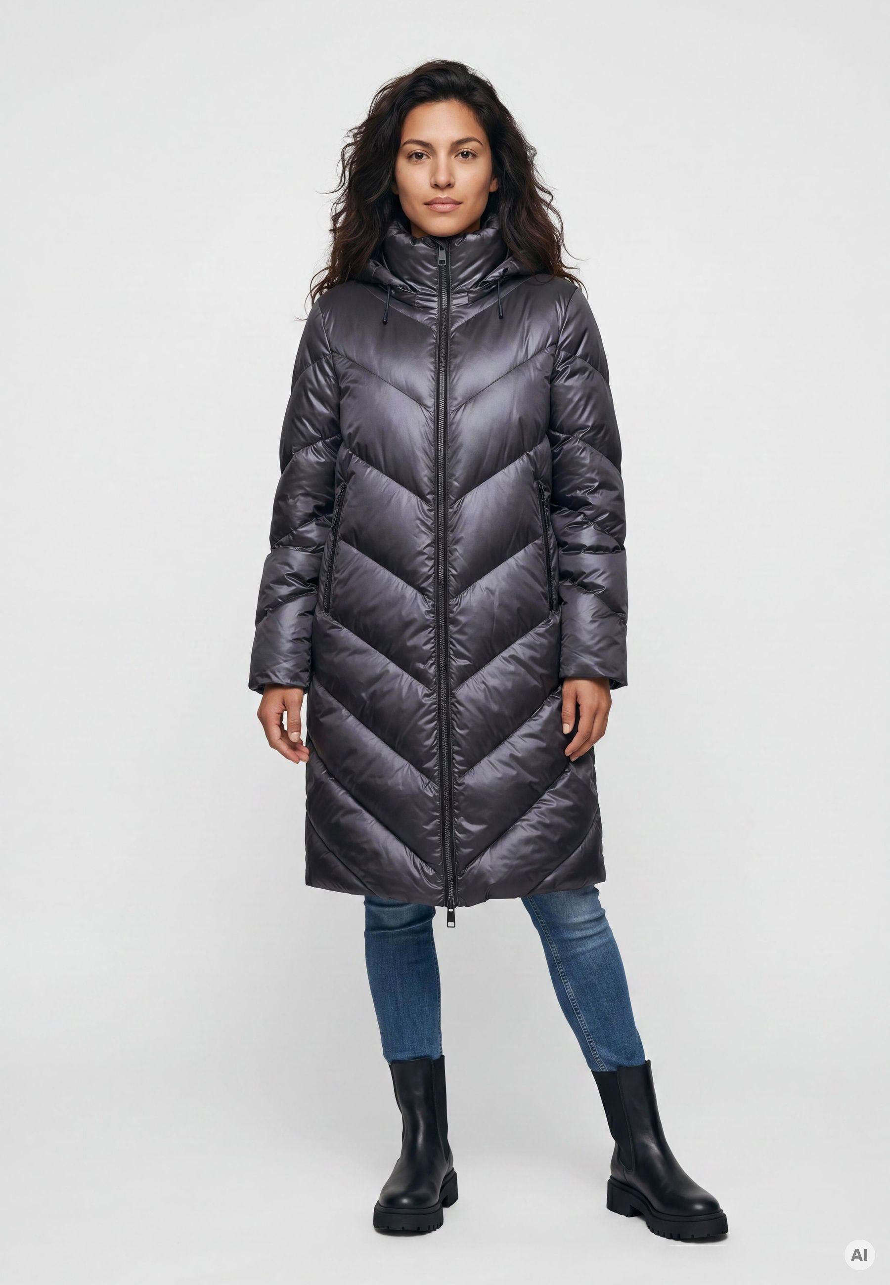 Milestone Steppmantel MSAmara S Damen Steppjacke Lang Mantel gesteppt normale Passform