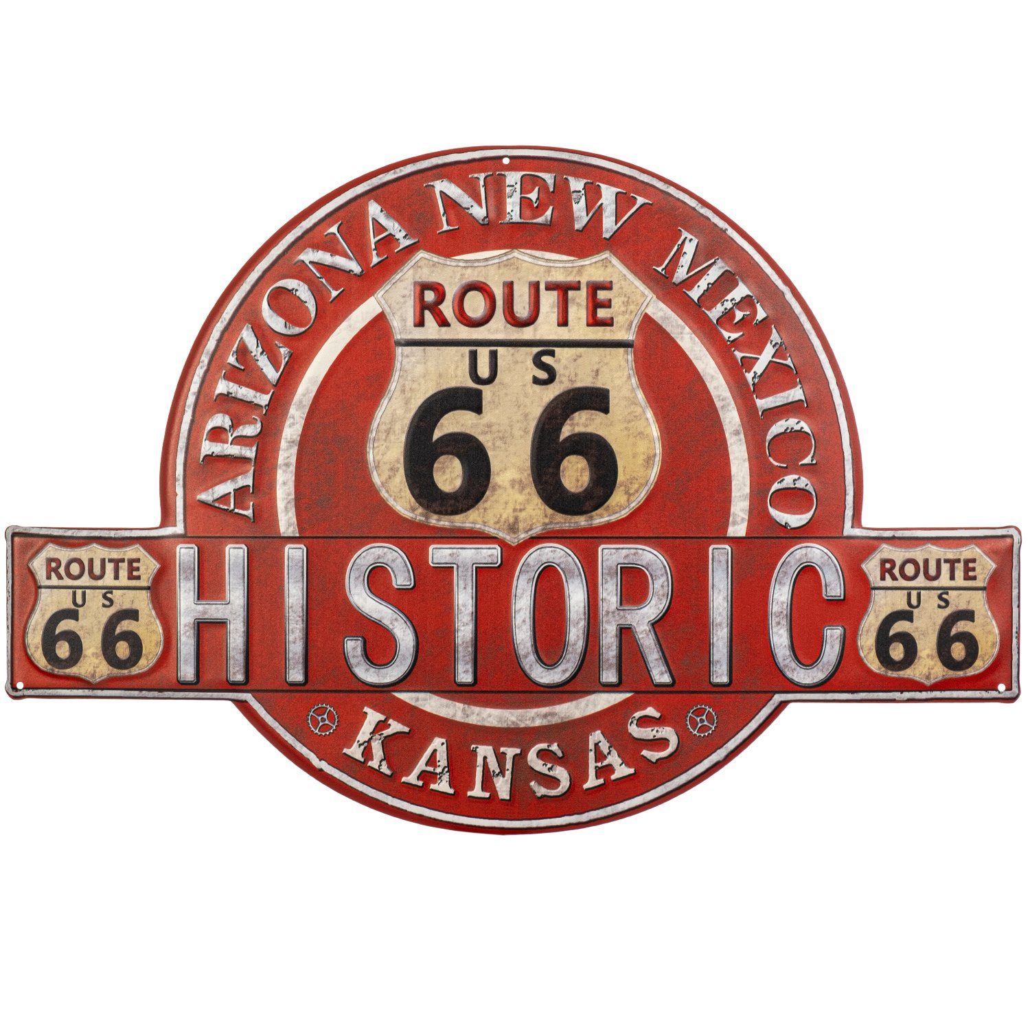 Moritz Metallschild Historic Route 66 US Arizona New Mexico Kansas, Vintage Retro Deko Schild Metallschild Wandbild Schild