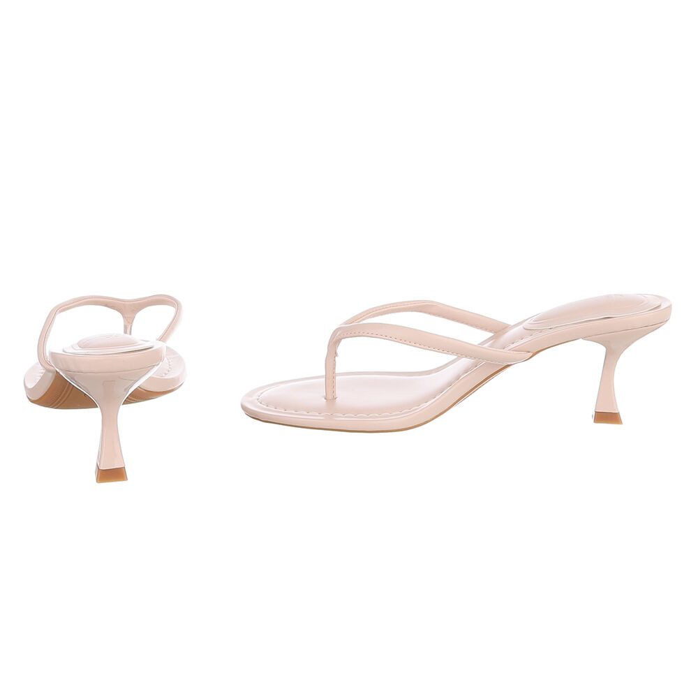 Ital-Design Damen Zehentrenner Sandale mit Absatz elegant Zehentrenner (91895537) Pfennig-/Stilettoabsatz Sandalen & Sandaletten in Beige – Bild 5 von 5