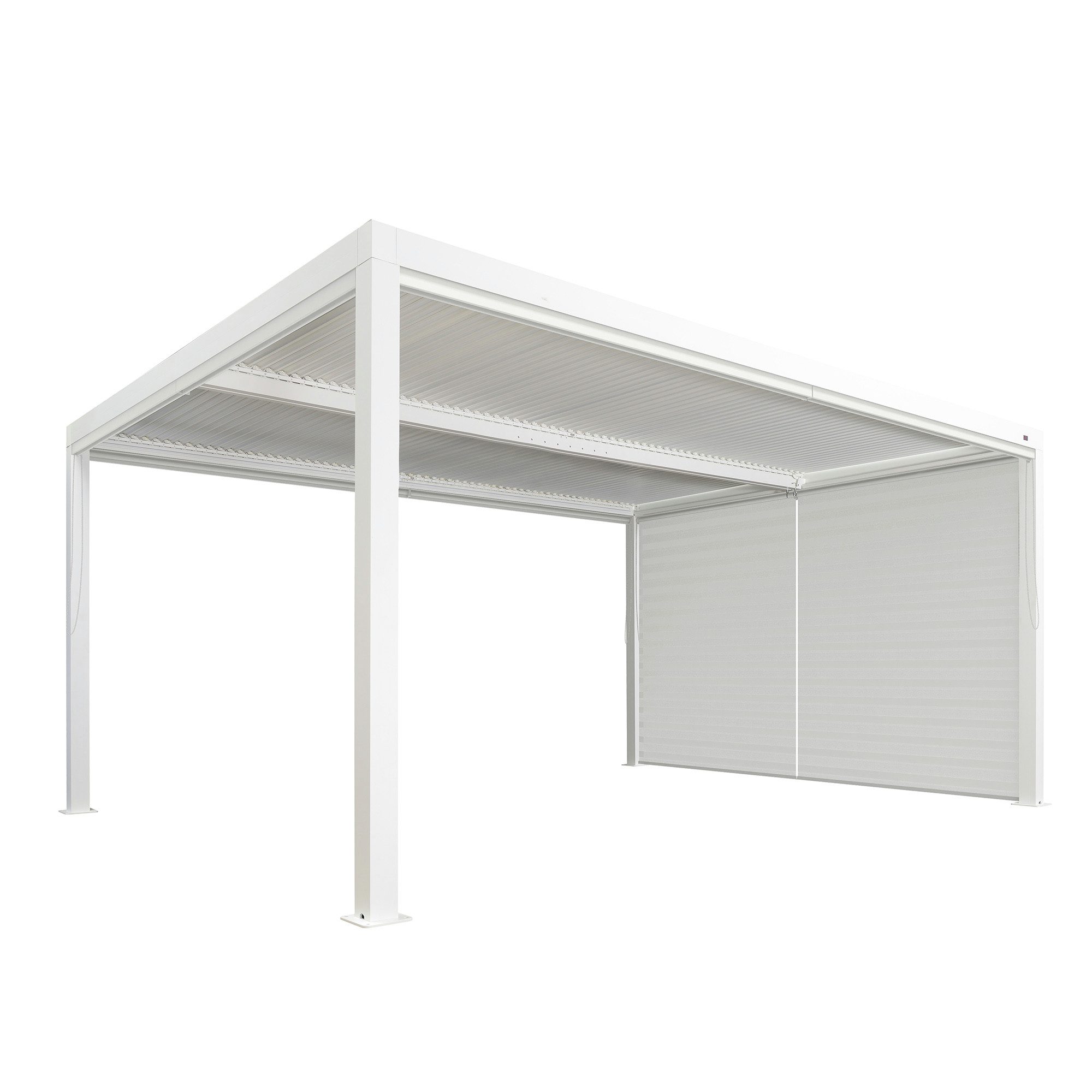 PURPLE LEAF Pergola Terrassenüberdachung mit Sonnenrollo, Gartenpavillon mit Lamellendach, (Komplettset, 1 Pergola + 1 Seitenrollo für die Schmalseite), Lamellendach verstellbar; inkl. Seitenrollo