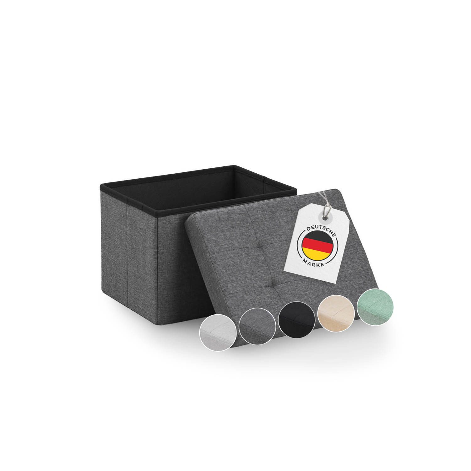 Blumtal Sitztruhe Sitzbank mit Stauraum + Aufbewahrungsboxen bei M & L - Polsterhocker, faltbar, nutzbar als Sitzhocker, Spielzeugtruhe, Fußhocker
