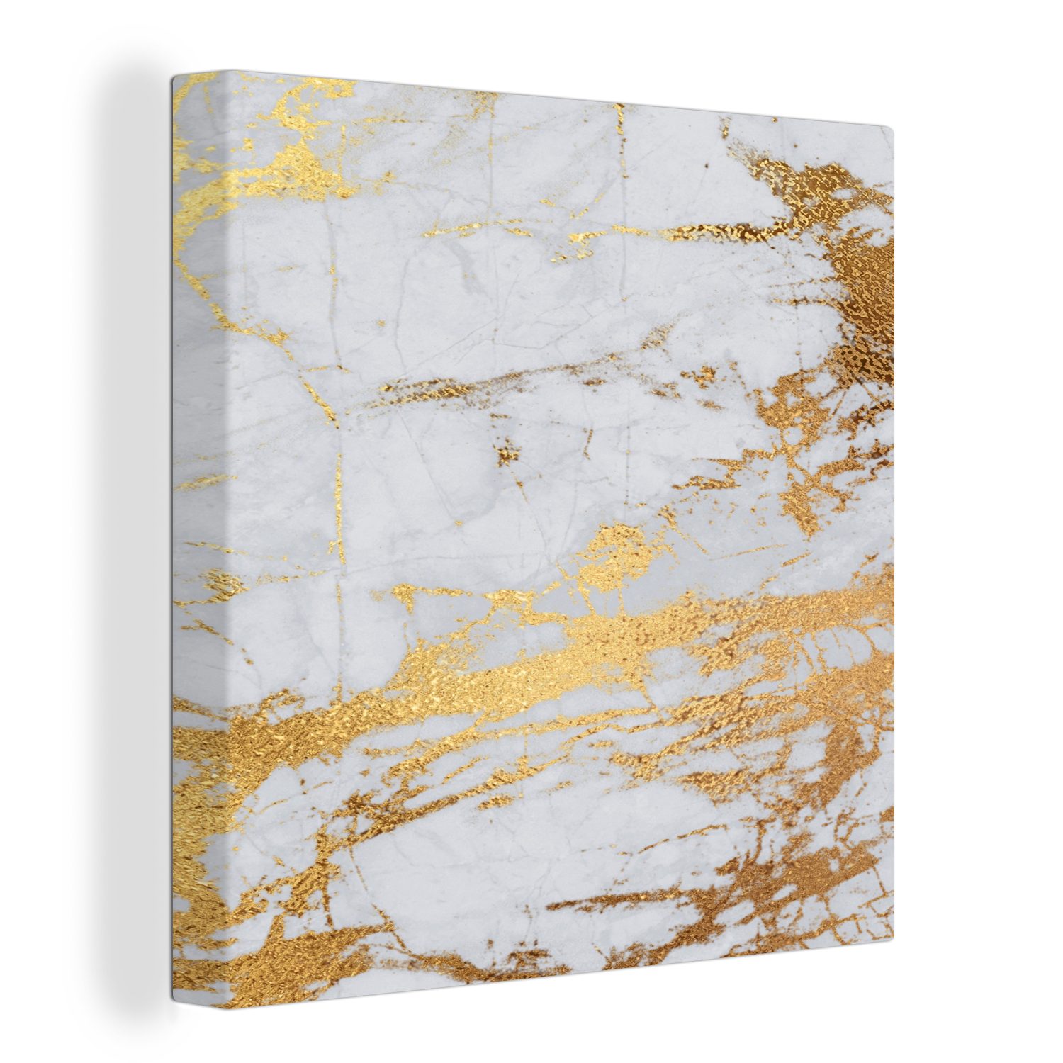 OneMillionCanvasses® Leinwandbild Marmor - Gold - Grau - Stein, (1 St), Leinwand Bilder für Wohnzimmer Schlafzimmer