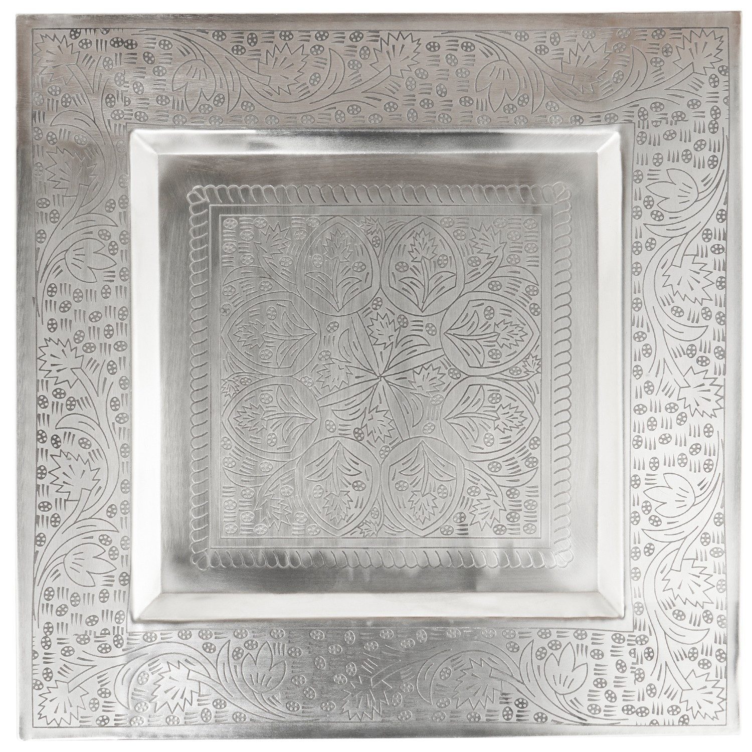 Marrakesch Orient & Mediterran Interior Beistelltisch Beistelltisch Garten Klapptisch Metall Sule Eckig Silber (1-St), Handarbeit