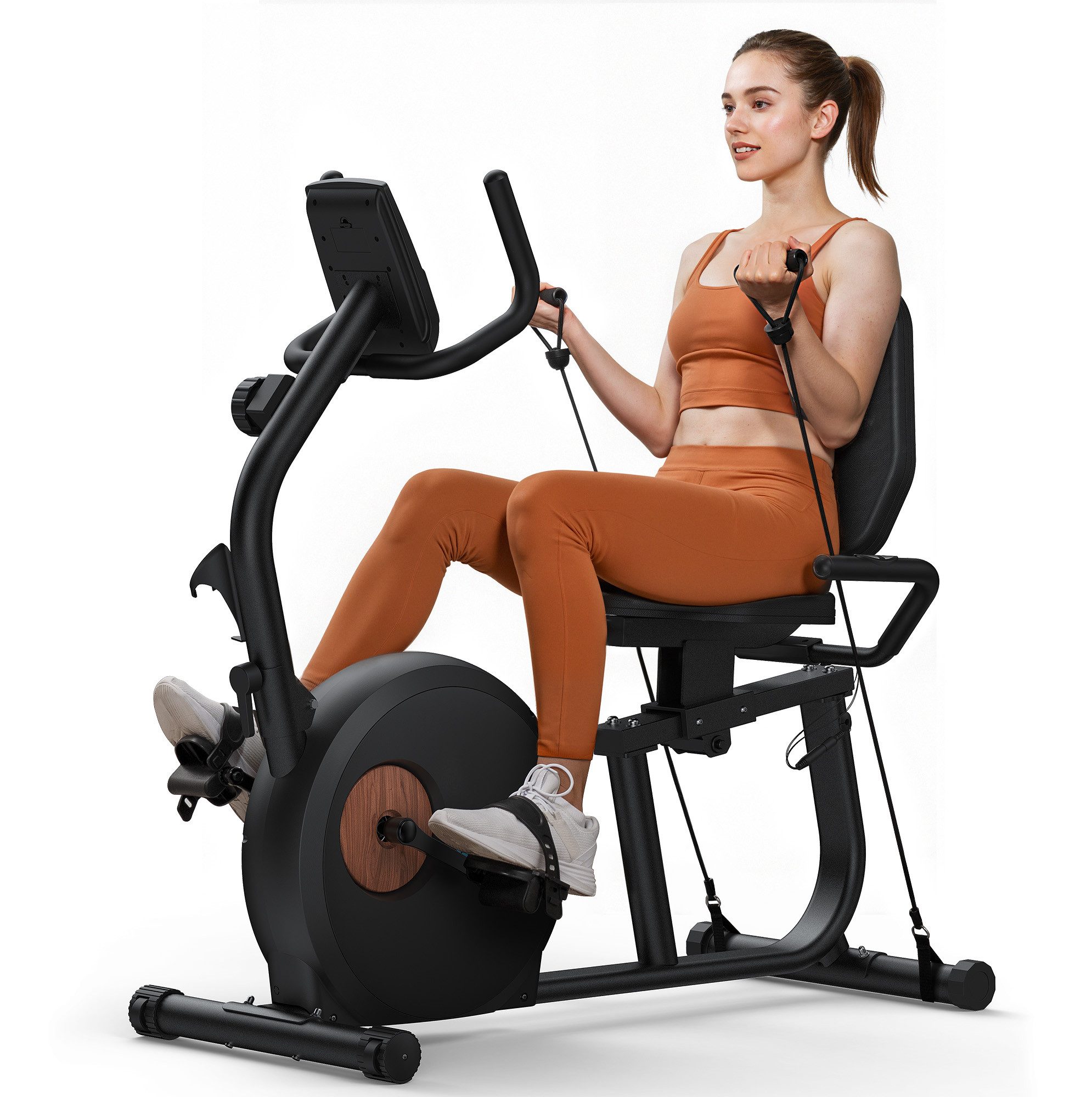 MERACH Liege-Heimtrainer Fahrrad für Zuhause, 8 Widerstandsstufen (mit Bluetooth, Exklusiver App, Kinomap Kompatibel, LCD-Display, Herzfrequenzsensor, verstellbarer Rückenlehne, Tablet-Halter, leise), Liegerad mit Magnetwiderstand, Тренажер для ног bis 158kg, sanfter Sitz