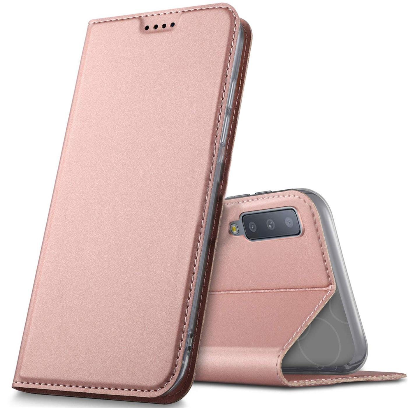 CoolGadget Handyhülle Magnet Case Handy Tasche für Samsung Galaxy A7 2018 6 Zoll, Hülle Klapphülle Ultra Slim Flip Cover für Samsung A7 2018 Schutzhülle