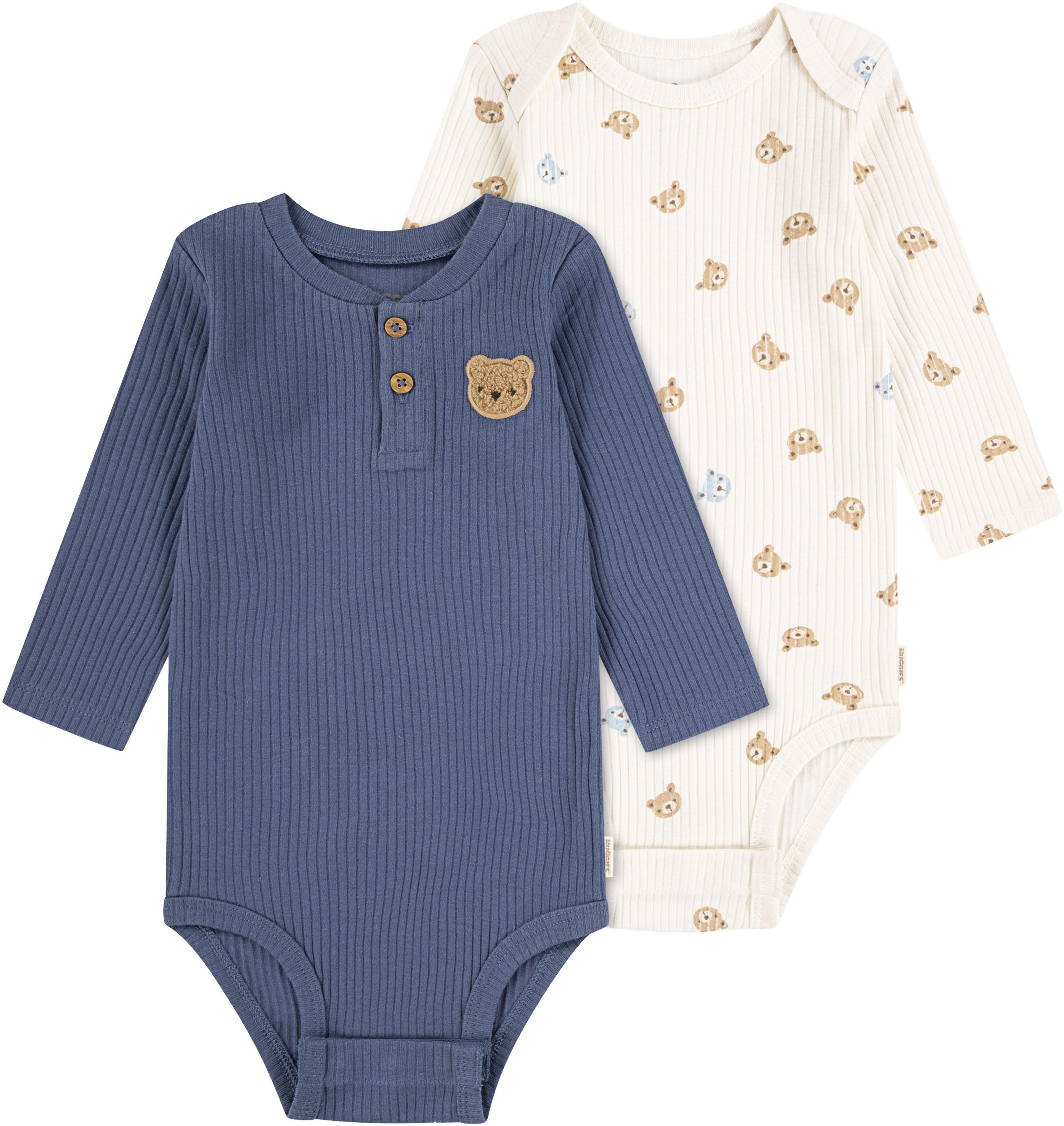 HUGGIES babywear Langarmbody HUGB 2PK BODYSUIT (Packung, 2-tlg) in gerippter Struktur