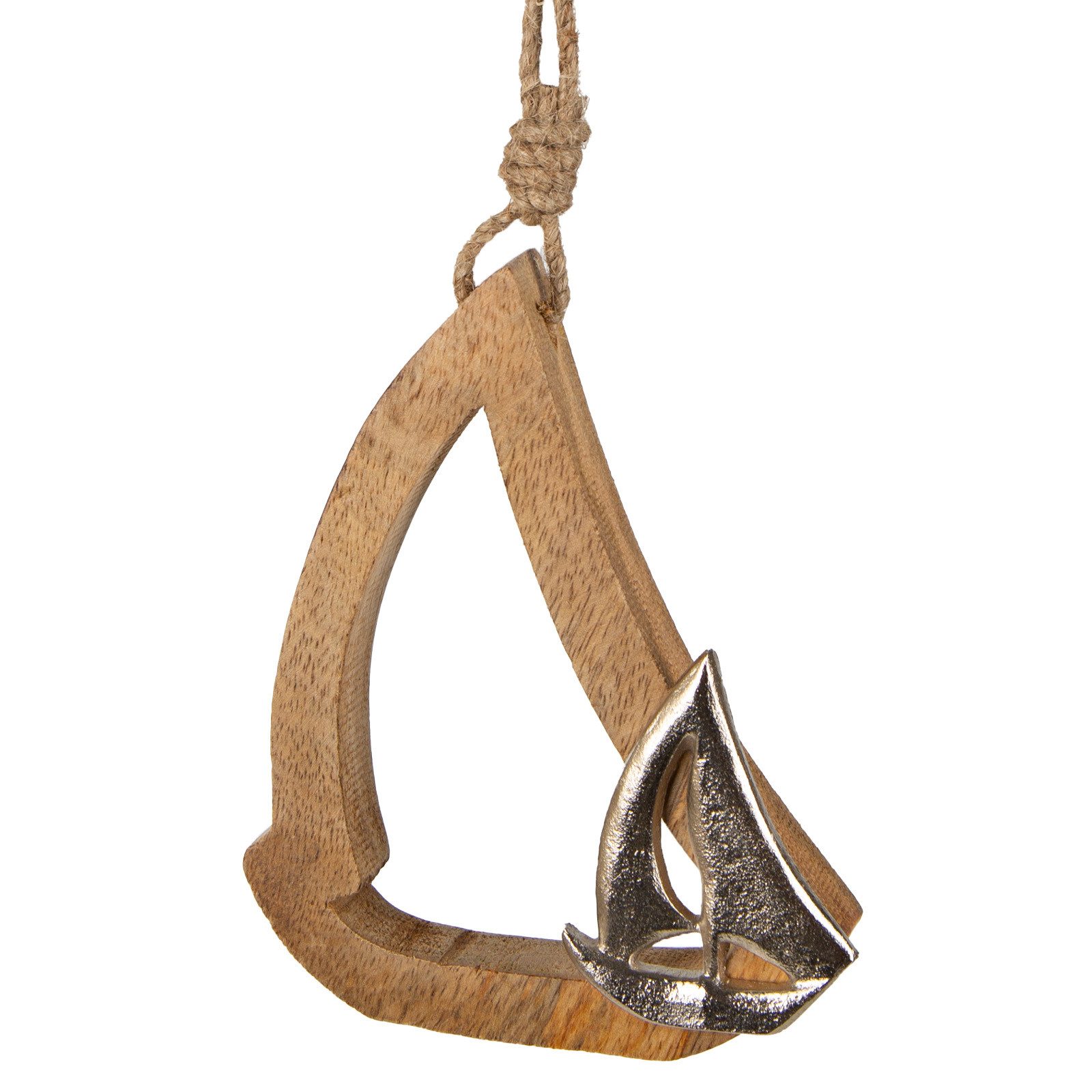 Dekofigur Segelboot aus Holz zum Aufhängen 13 x 11 cm