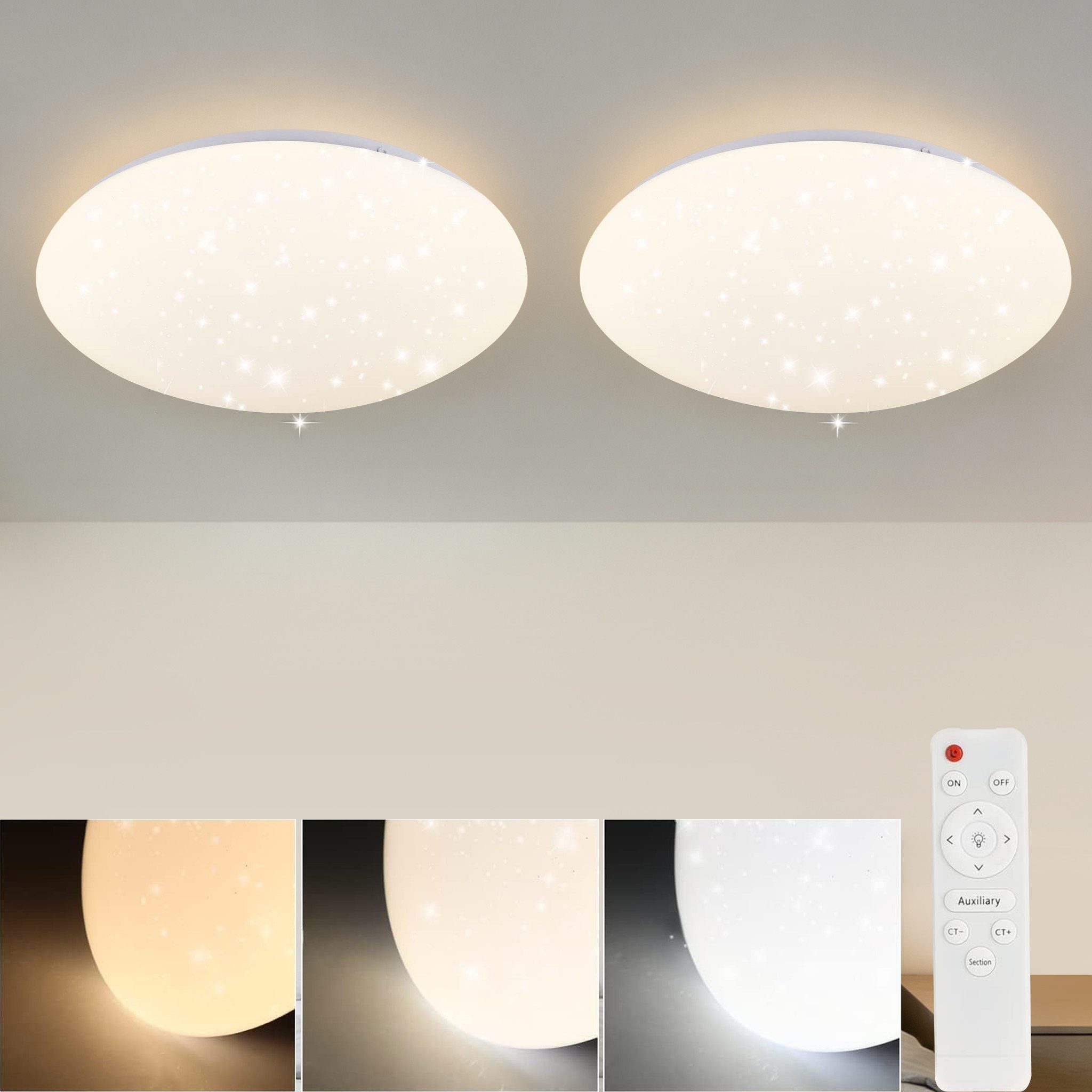 ZMH LED Deckenleuchte Whonzimmer Rund Deckenlampe Modern Sternhimmel Schlaf günstig online kaufen