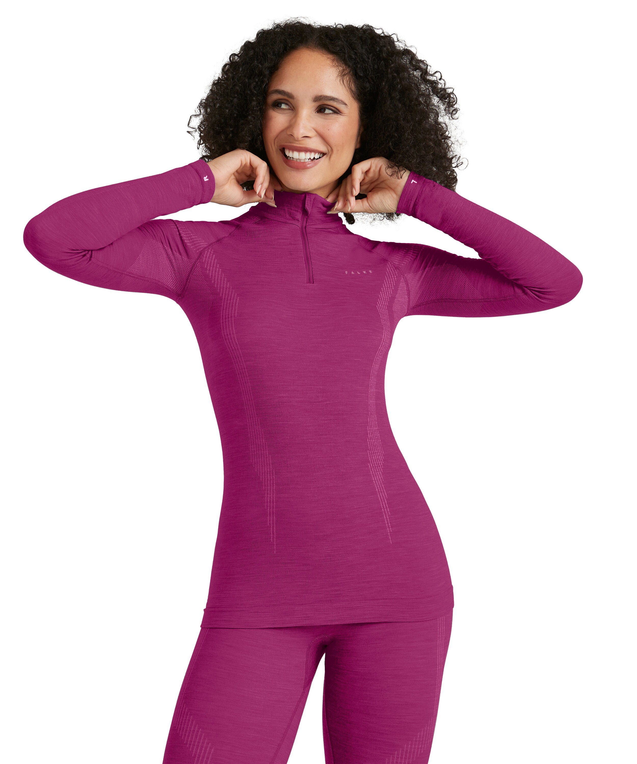 FALKE Funktionsshirt Wool-Tech (1-tlg) für aus Temperaturen kalte radiant (8692) kalte bis Merinowolle sehr orchid