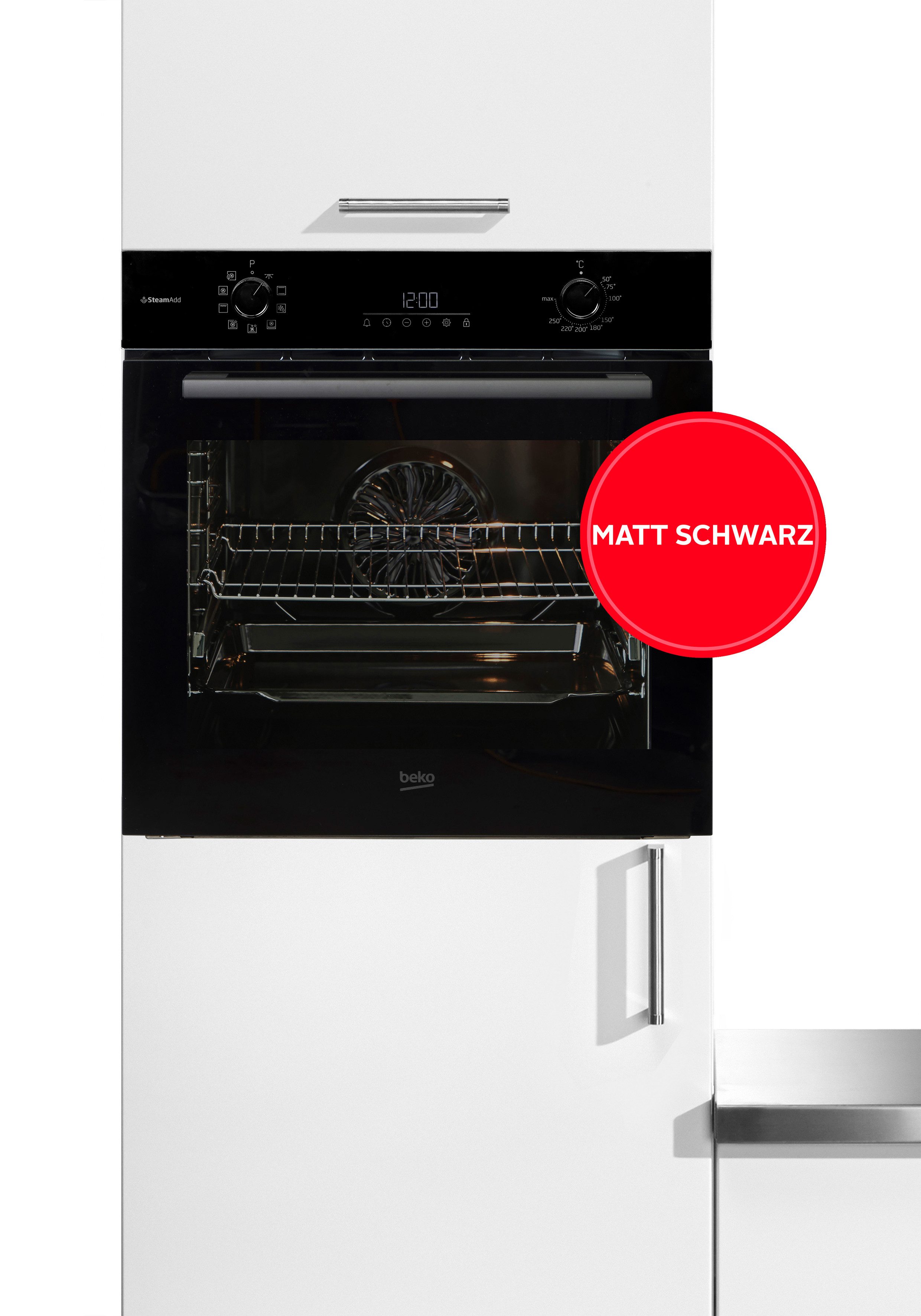 BEKO Einbaubackofen BCBIS17300B, mit 1-fach-Teleskopauszug, Dampf für knusprige Kruste & fluffiges Inneres dank SteamAdd