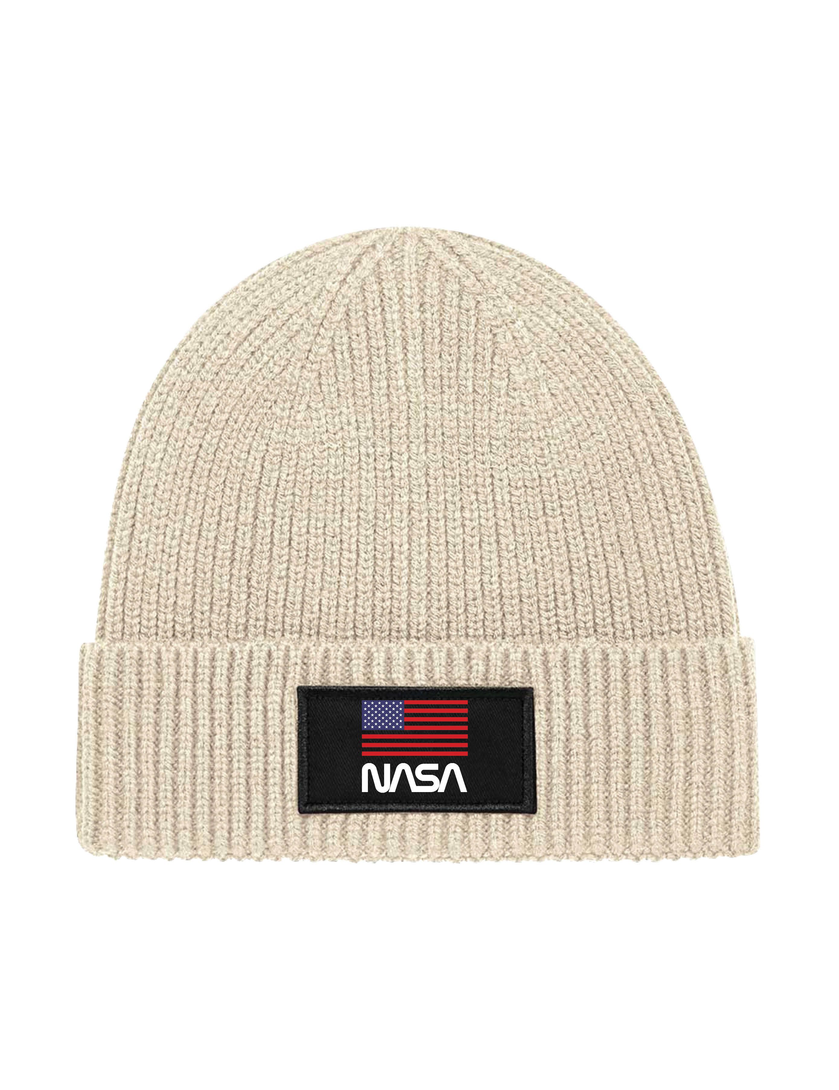Beanie Unisex Strick Beanie Mütze mit NASA USA Aufdruck Geschenk