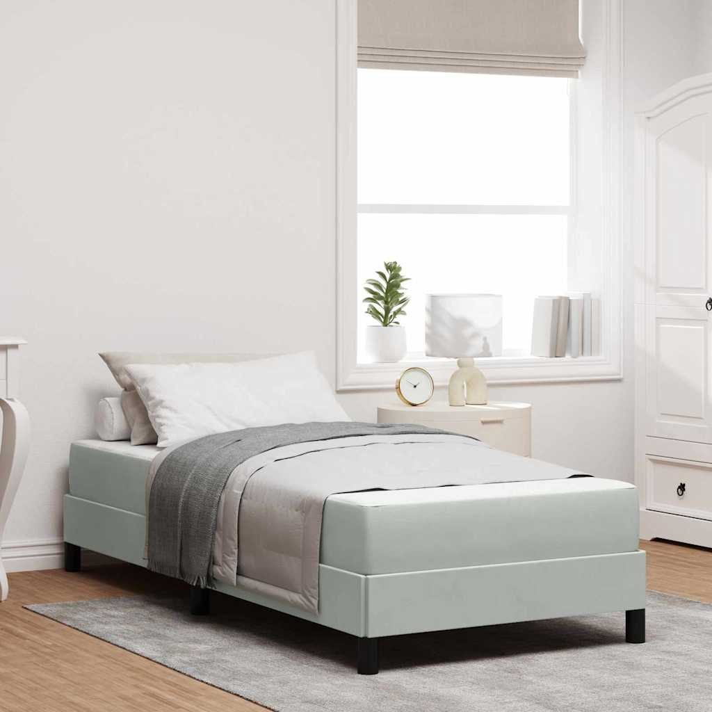 vidaXL Bett Boxspringbett mit Matratze Hellgrau 90 x 200 cm Stoff (1-tlg)
