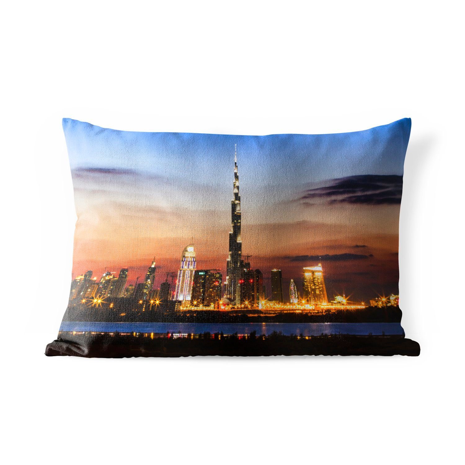 MuchoWow Himmel, Der Outdoor-Dekorationskissen, fantastischen beleuchtet Kissenhülle Burj Khalifa einem Polyester, Dekokissen von Dekokissenbezug,