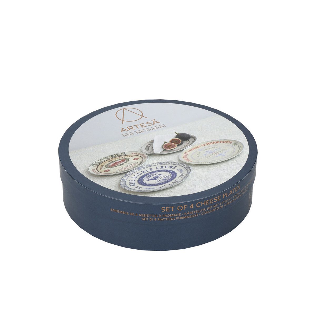 Creative Tops Teller Set Of 4 Gourmet Cheese Porcelain Side Plates In Hat Box (Seitenpla