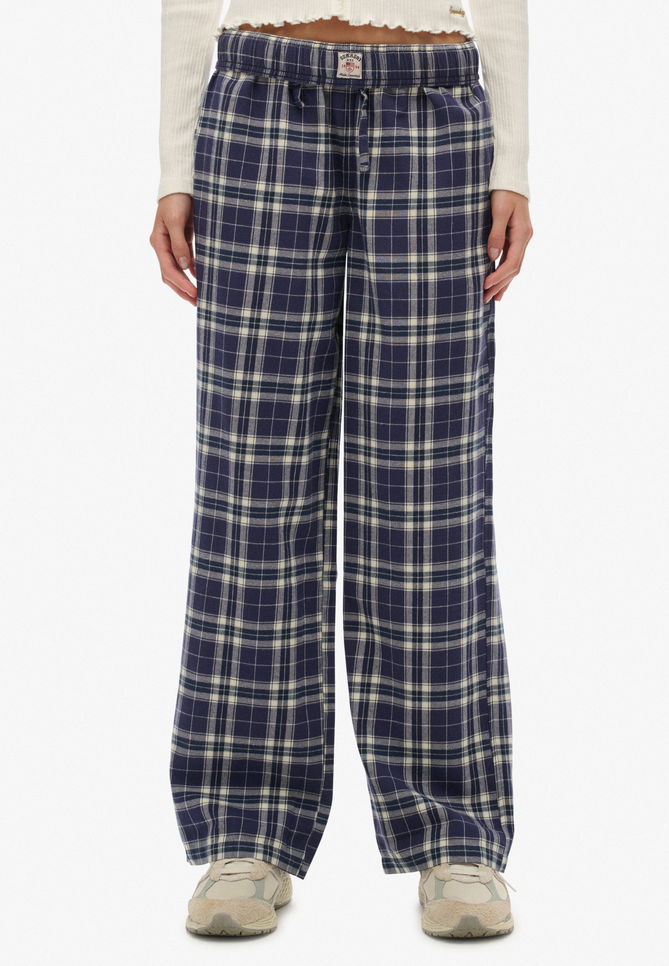 Superdry Schlafhose COTTON CHECK ELASTIC TROUSER Baumwolle, straight fit, kariert auch zum Schlafen tragbar