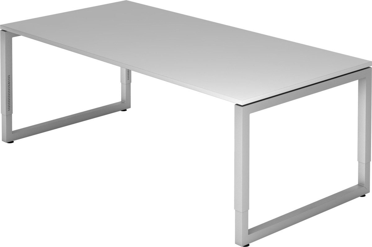 HAMMERBACHER Schreibtisch Schreibtisch O-Fuß eckig 200x100cm Grau/Silber