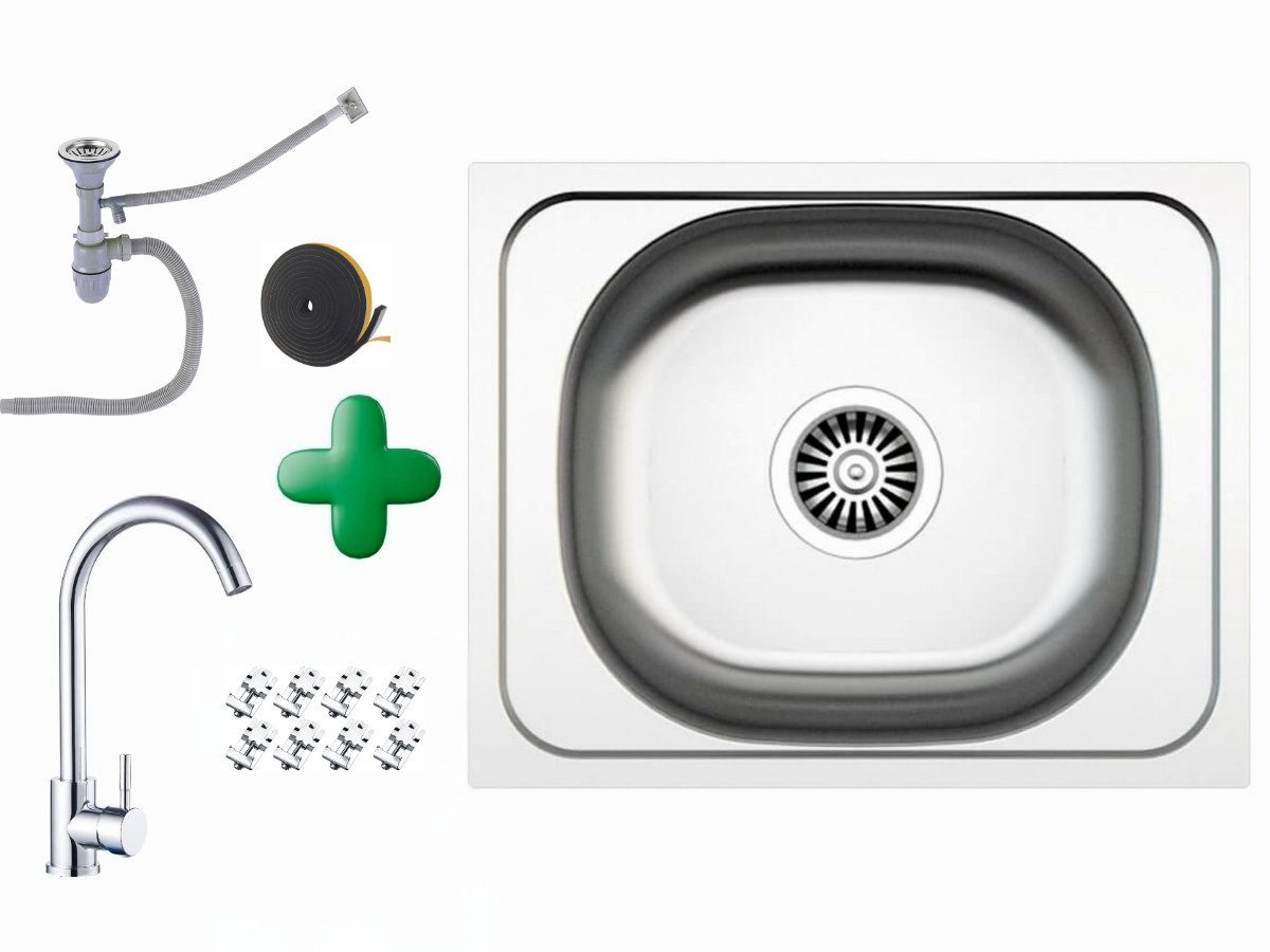 Faizee Home Edelstahlspüle Einbauspüle mit Armatur – Edelstahl Komplettset günstig online kaufen