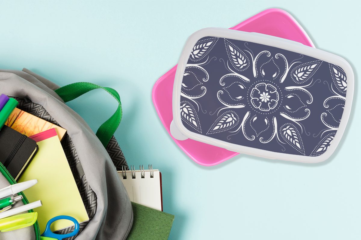 Lunchbox Erwachsene, Bohème, rosa - Brotbox Brotdose Gestaltung - (2-tlg), Snackbox, Kunststoff MuchoWow für Mädchen, Kinder, Kunststoff, Mandala