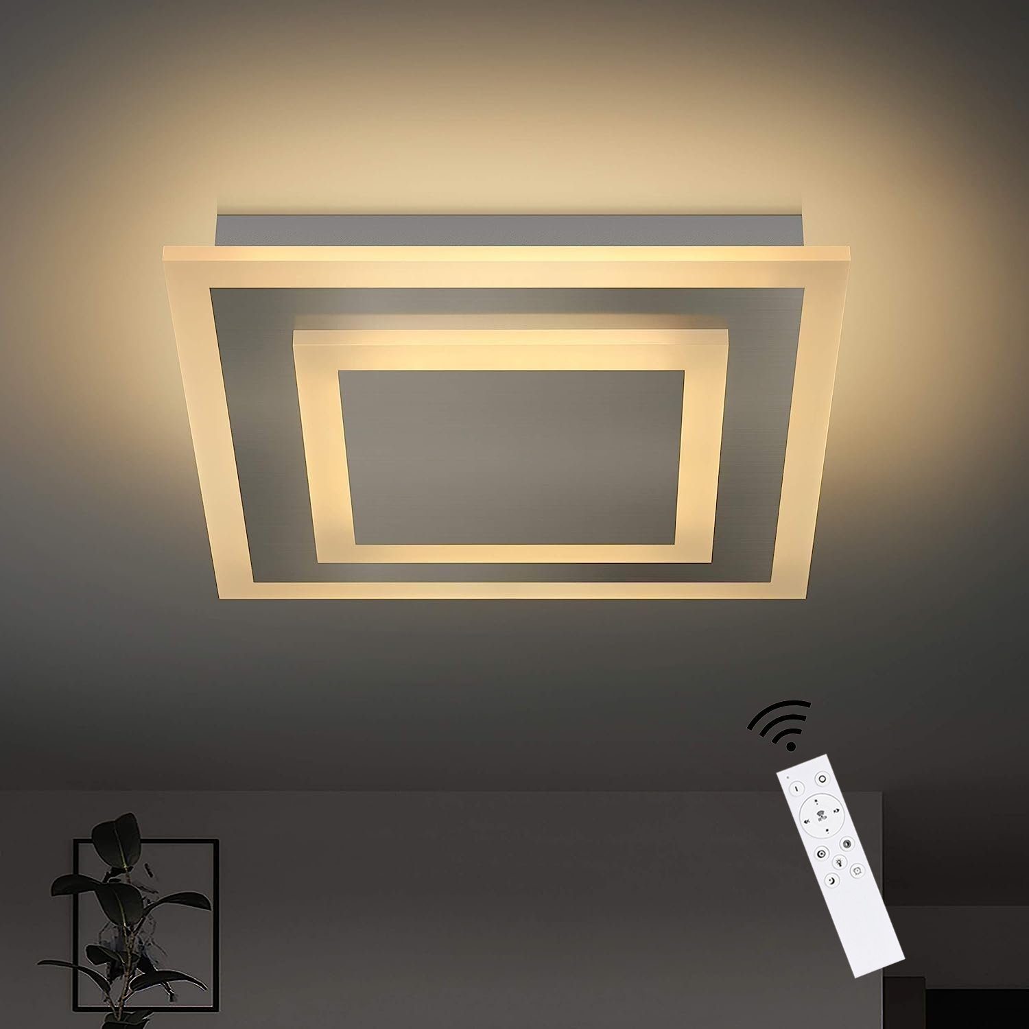 40cm, LED mit Kaltweiß, fest Wohnzimmer stufenlos Fernbedienung LED Nettlife Deckenleuchte Schlafzimmer Küche Büro Deckenlampe Warmweiß, Neutralweiß, für integriert, 41W Dimmbar