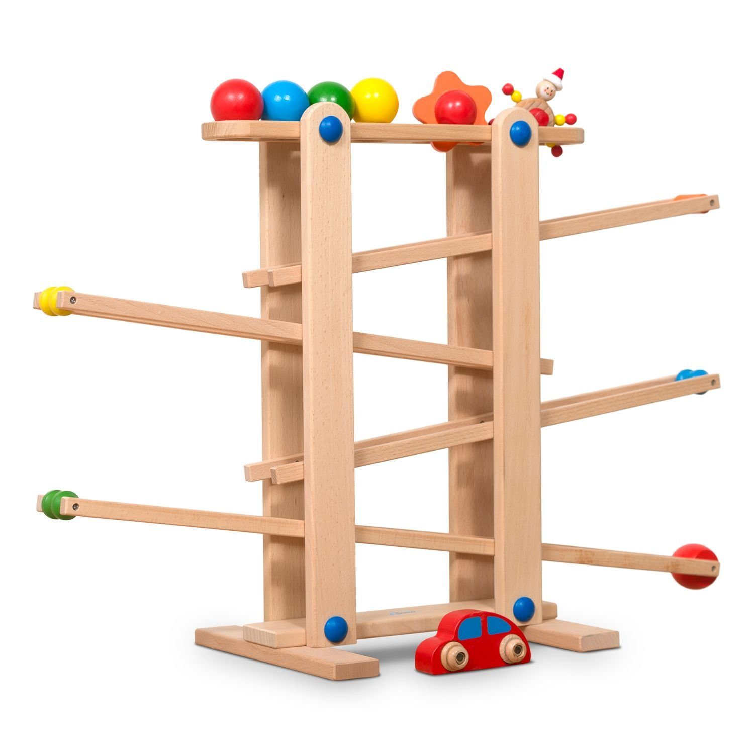 Coemo Kugelbahn, (8-tlg), Holzkugelbahn mit 7 mobilen Teilen Murmelbahn Mot günstig online kaufen