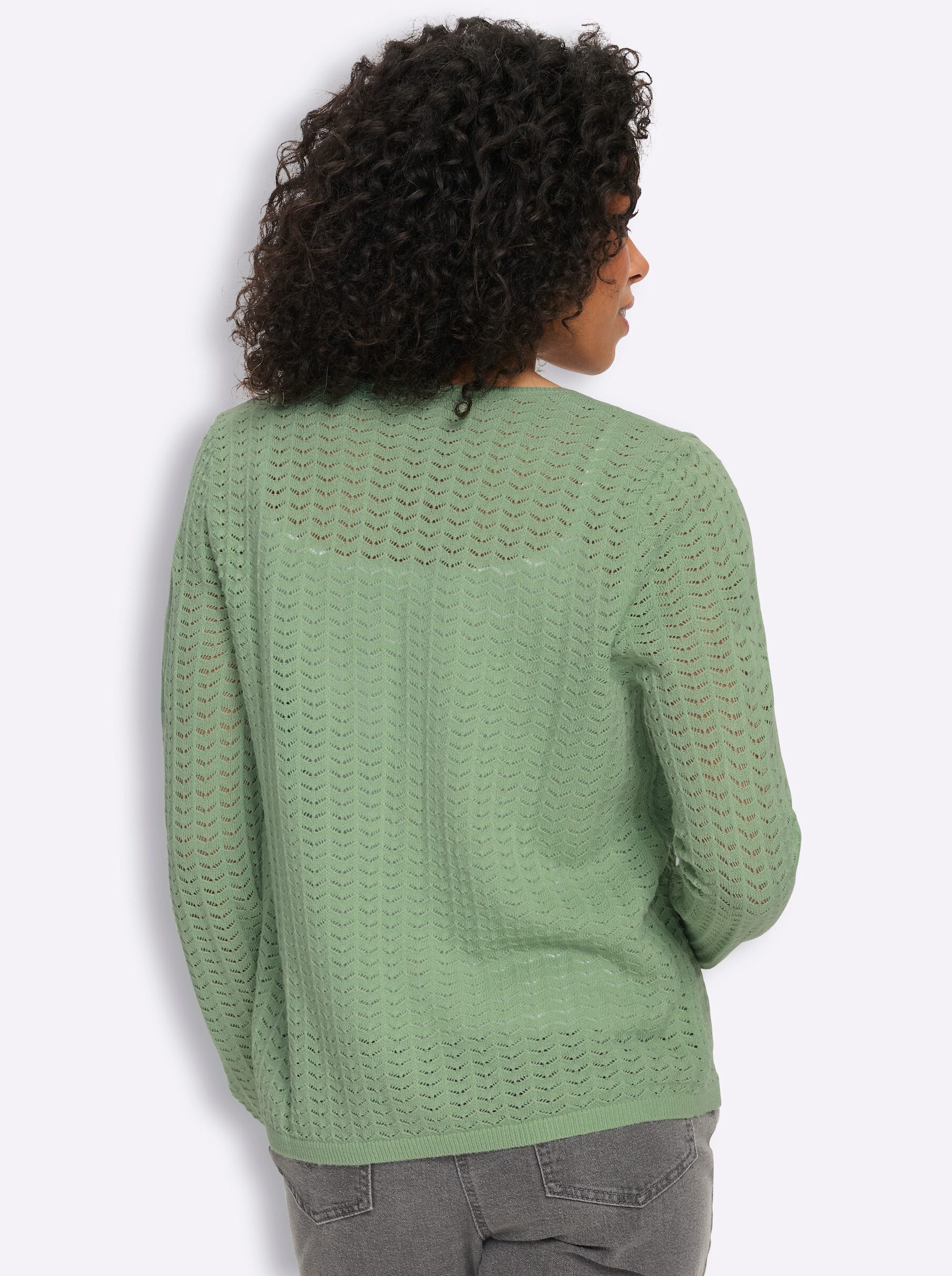 Sieh an! Strickjacke Strickjacke Langarm Ajour