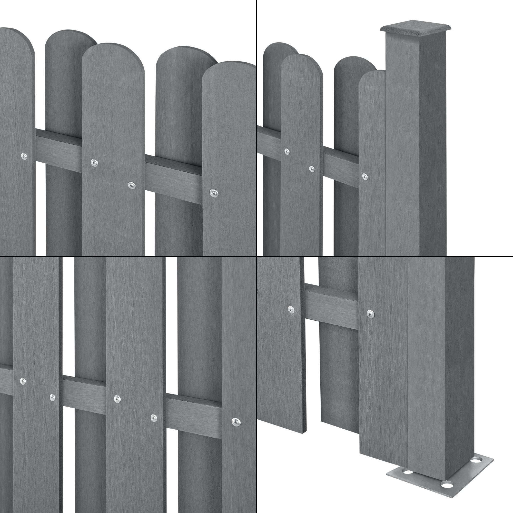 neu.holz Gartenzaun, (mit Pfosten), »Langreo« Lamellenzaun WPC Sichtschutz 185x376cm Grau