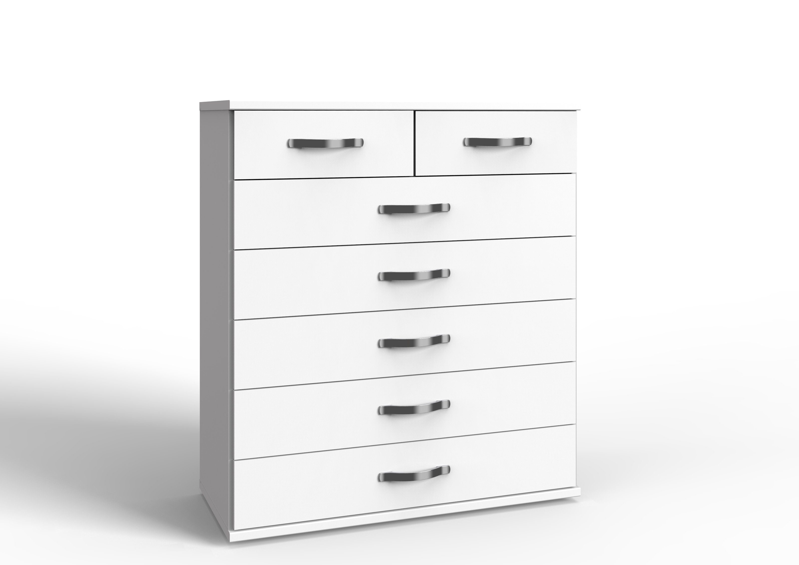 Schubkastenkommode in WEISS,AUFLEISTUNGEN CHROM - 91x106x40cm (BxHxT)