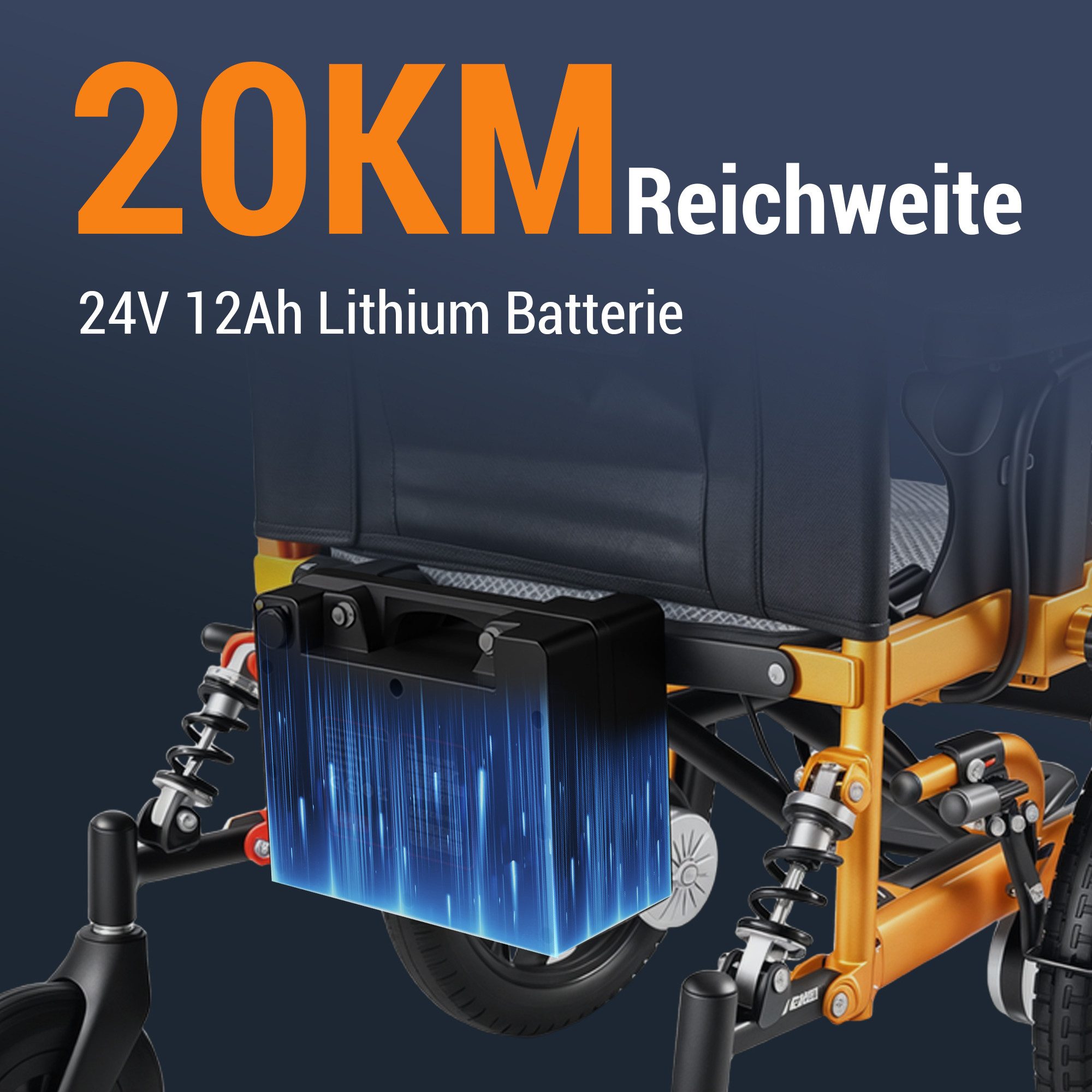 Vankel Elektrorollstuhl Elektrisch Faltbar Leicht bis 150KG, Faltbar, 25 km, seniorenmobil, 2x250W, 6,00 km/h E-Rollstuhl
