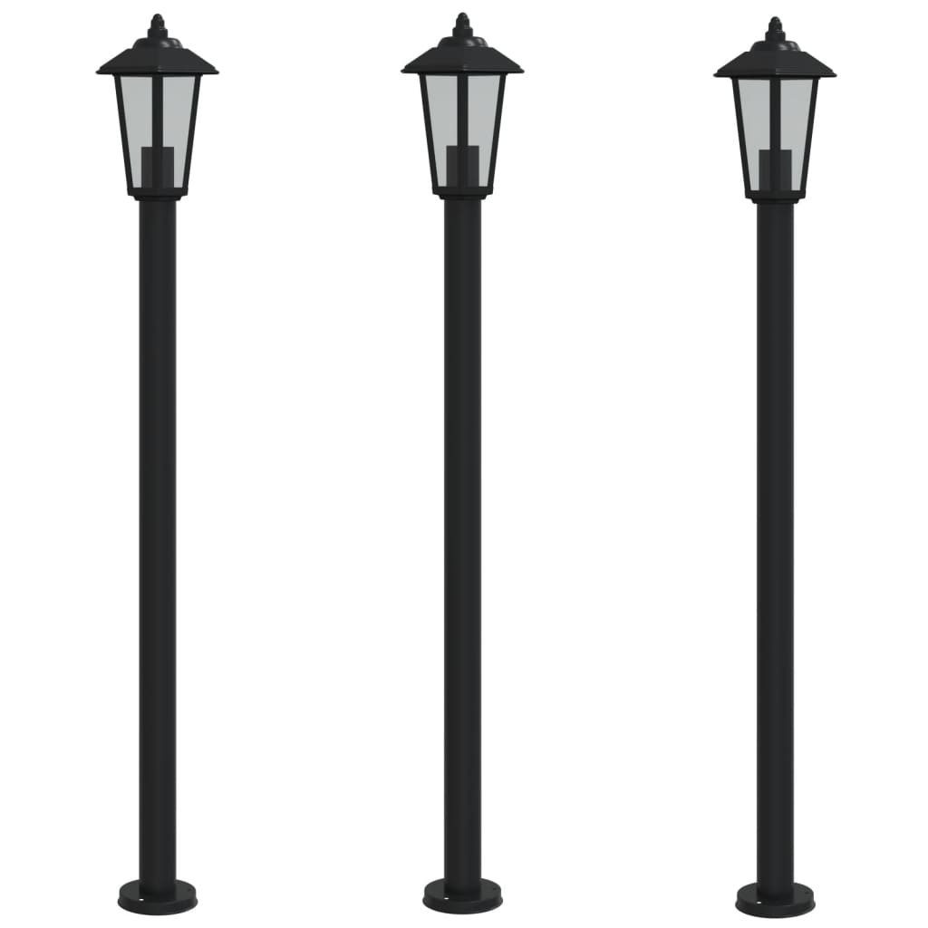 vidaXL Gartenleuchte Wegeleuchten 3 Stk. Schwarz 120 cm Edelstahl