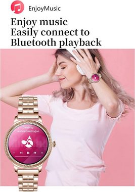 findtime Gold Luxus Elegant Design Damen's Smartwatch (Android/iOS), Mit den besten und erstaunlichsten Funktionen, attraktivem Design