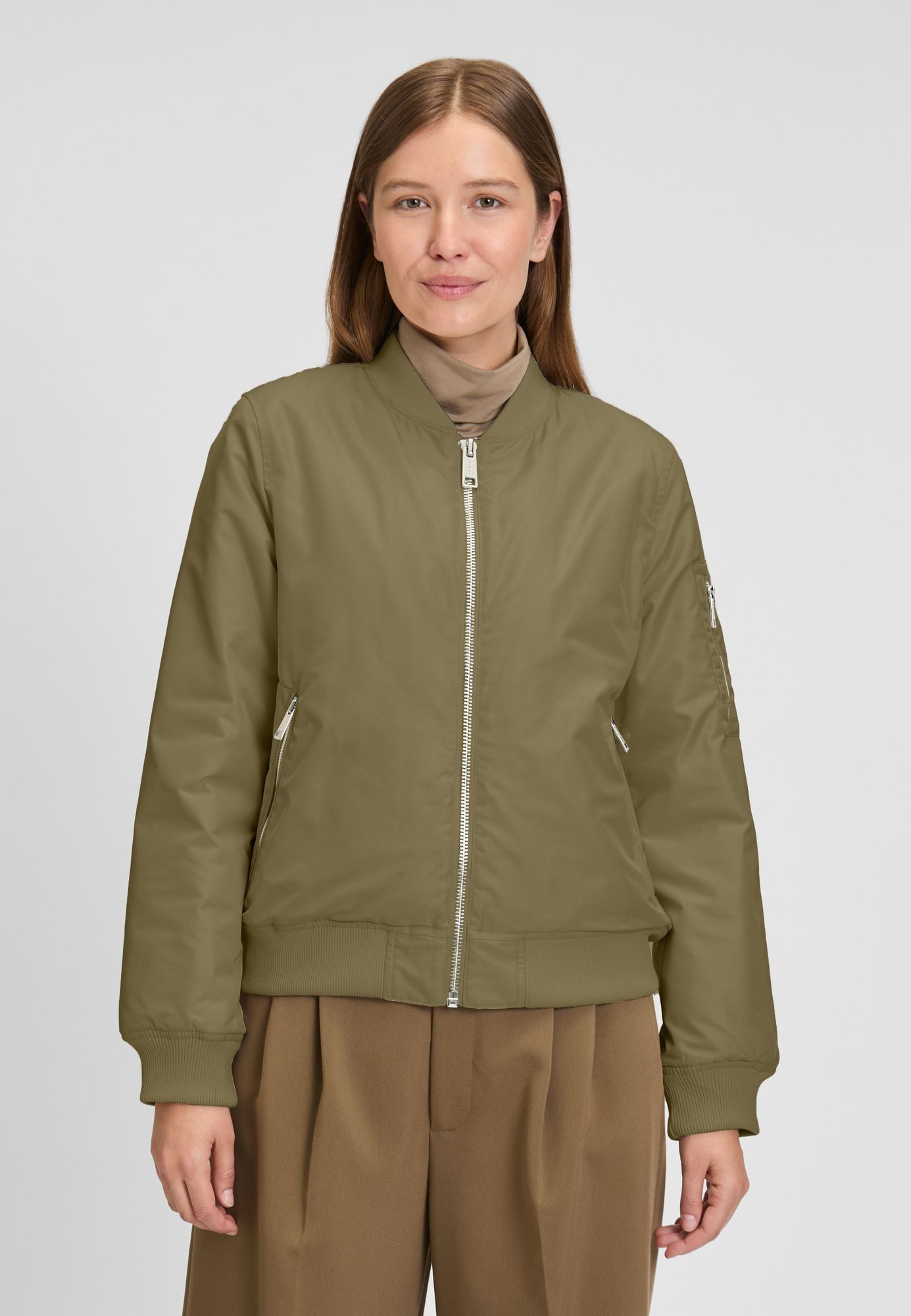 COVERED Bomberjacke Bonnie2 L60396CO Ärmeltasche, Bottlesteppung innen, bedruckte Paspel, Rippstehkragen
