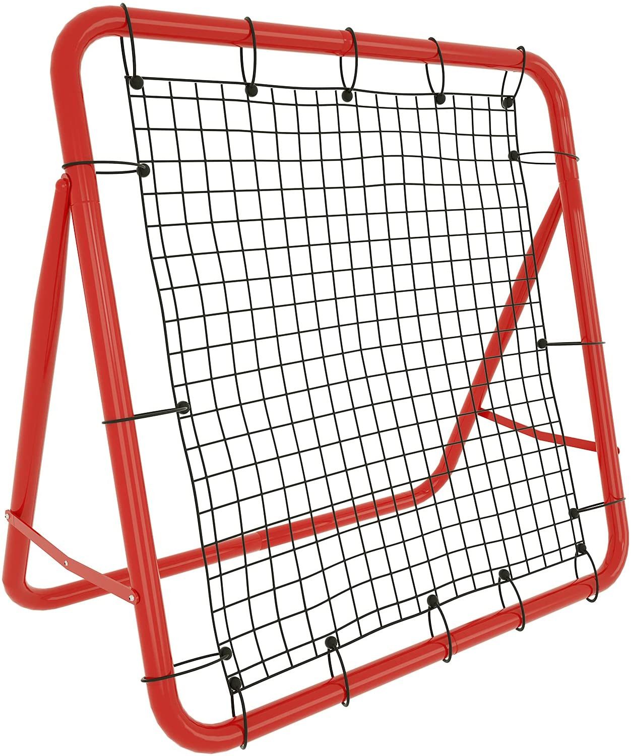 FIVMEN Rebounder Kickback Rückprallwand Netz für Fußball Baseball 100x100cm Rot, für Übungen, Fußballschuss, Baseball und mehr Techniktraining