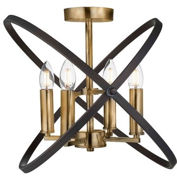 etc-shop Kronleuchter, Leuchtmittel nicht inklusive, Design Kronleuchter Decken Lampe bronze braun Wohn Zimmer Ring Leuchte