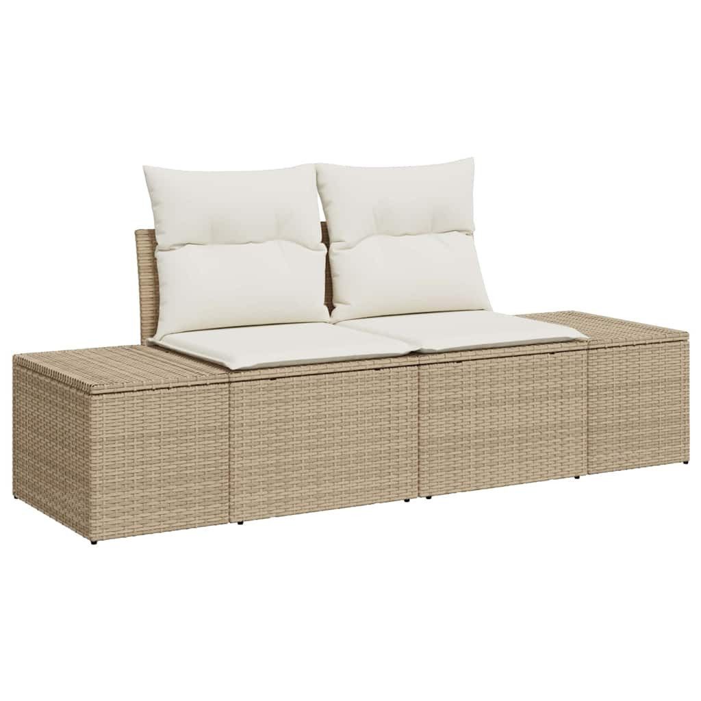 vidaXL Loungesofa Gartensofa mit Kissen Beige 184 x 62 x 69 cm Poly-Rattan, 1 Teile
