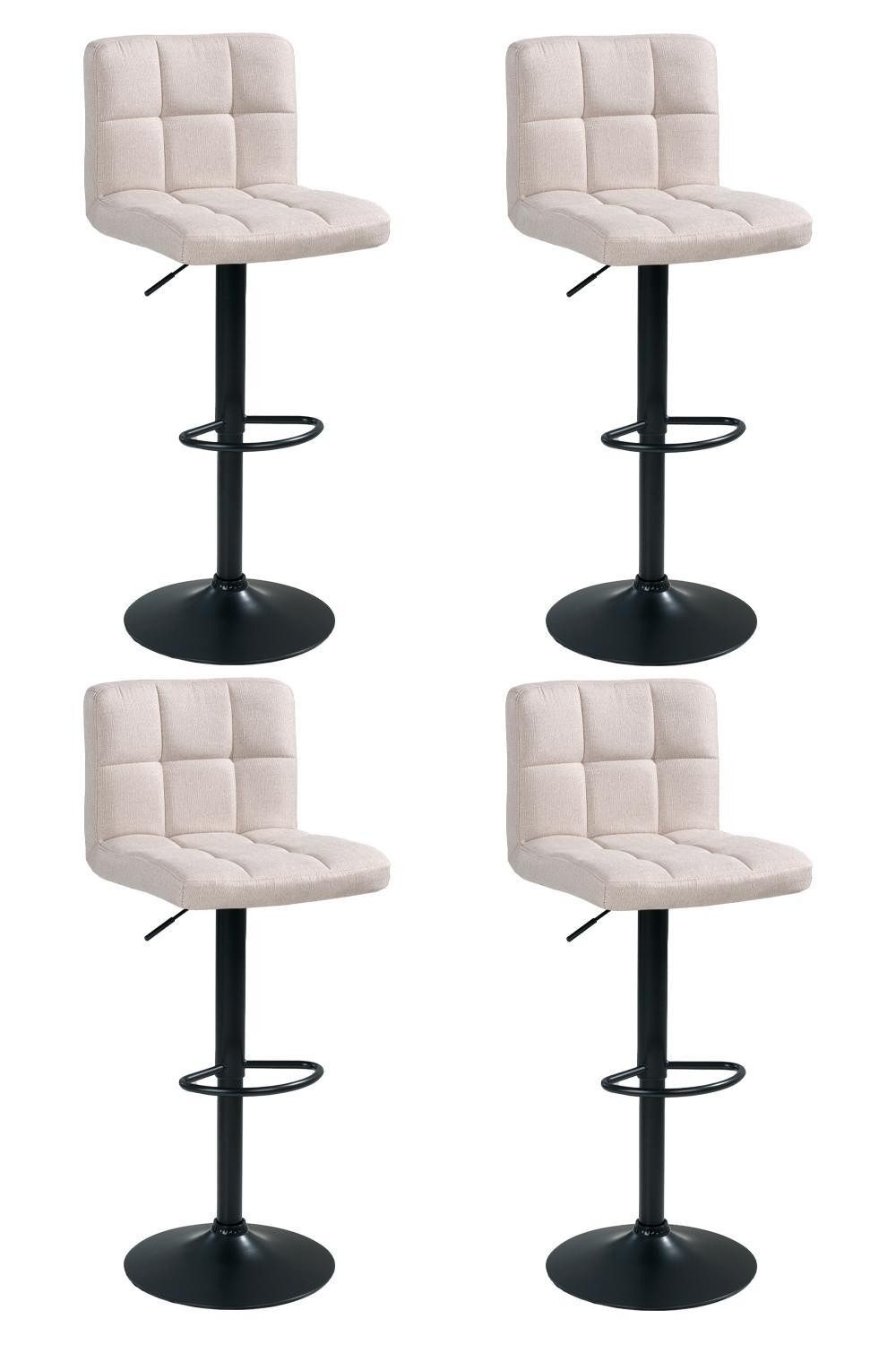 Home4You Barhocker, Beige, Schwarz, Webstoffbezug, Metallgestell, Höhenverstellbar, B 45 x H 94 x T 45 cm