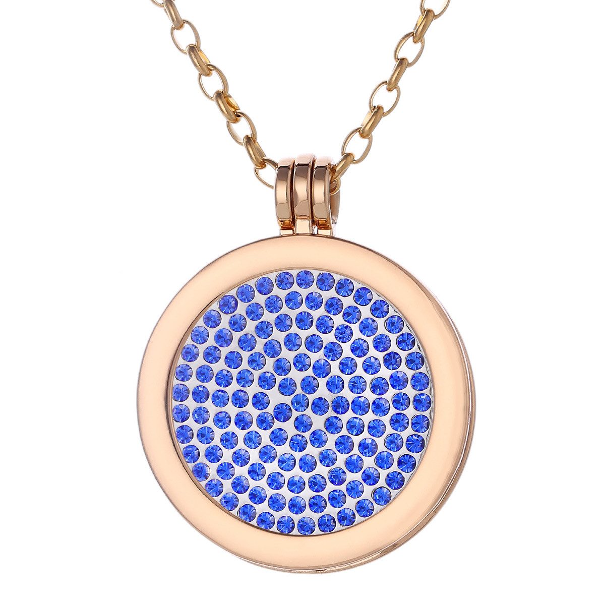 Kette mit Anhänger Halskette 70 cm gold mit Coin Amulett 33 mm