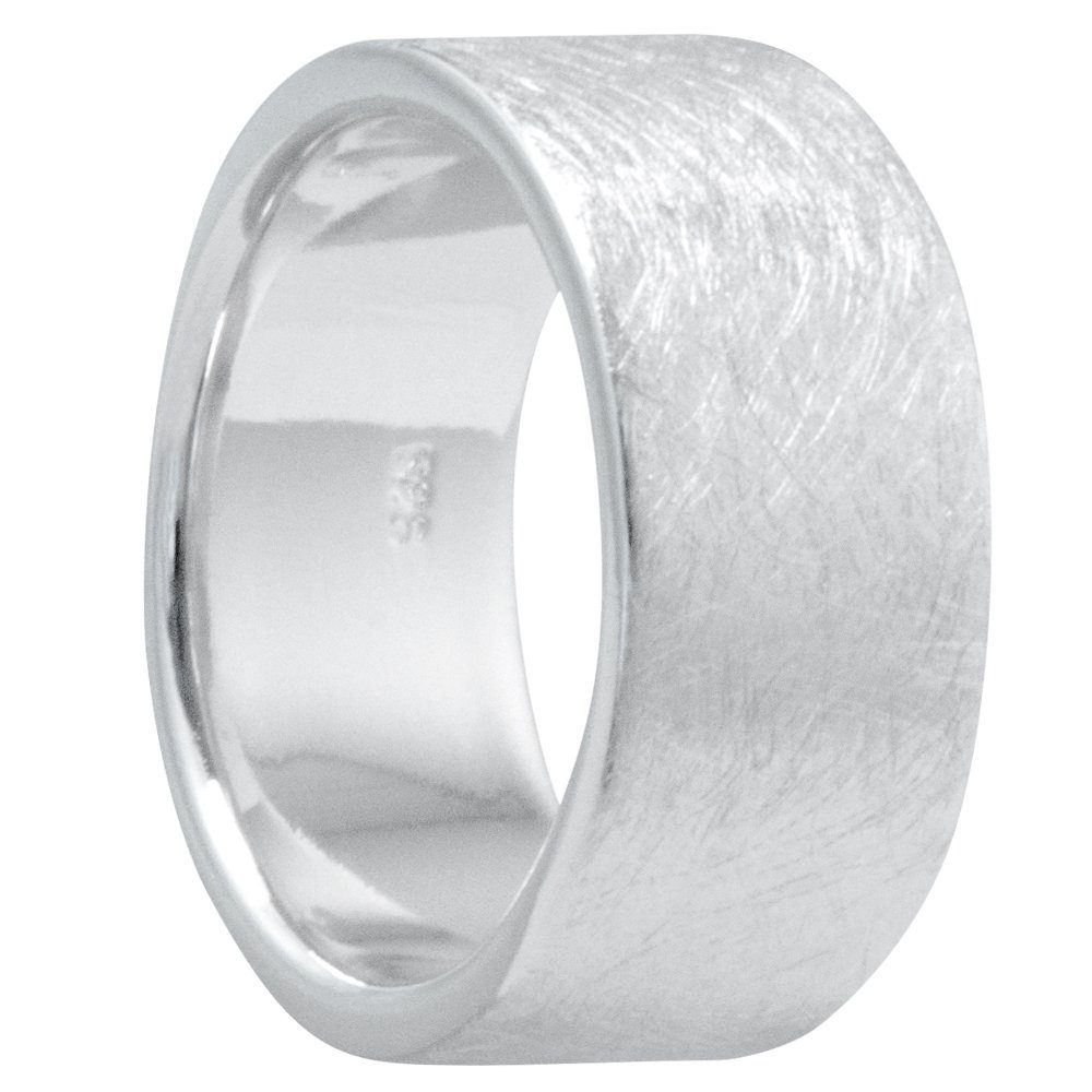 Vinani Silberring, Vinani Ring breit gebürstet schlicht massiv Sterling  Silber 925 RXG