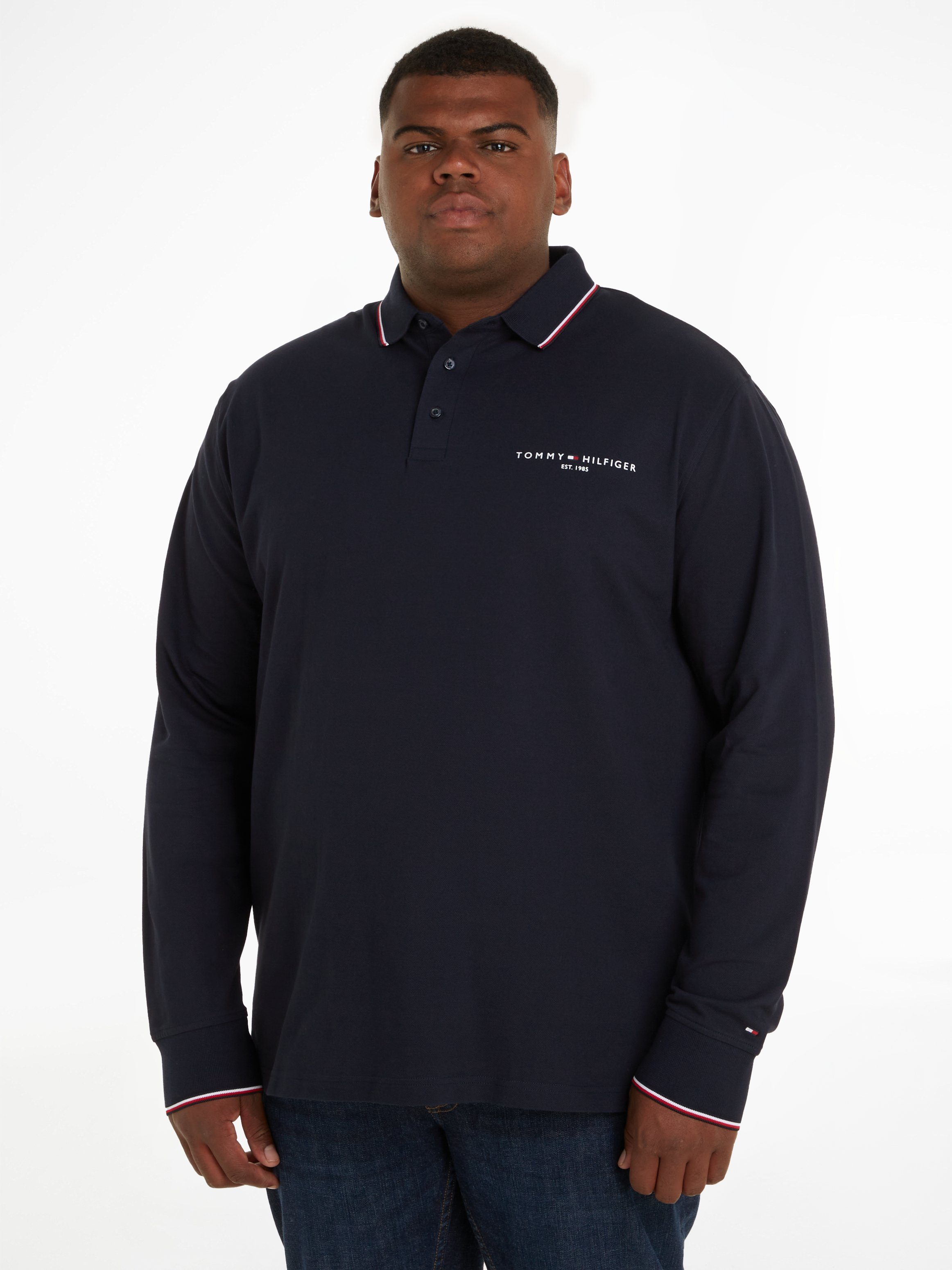 Tommy Hilfiger Big & Tall Langarm-Poloshirt BT-TIPPED PLACE L/S SLIM POLO-B