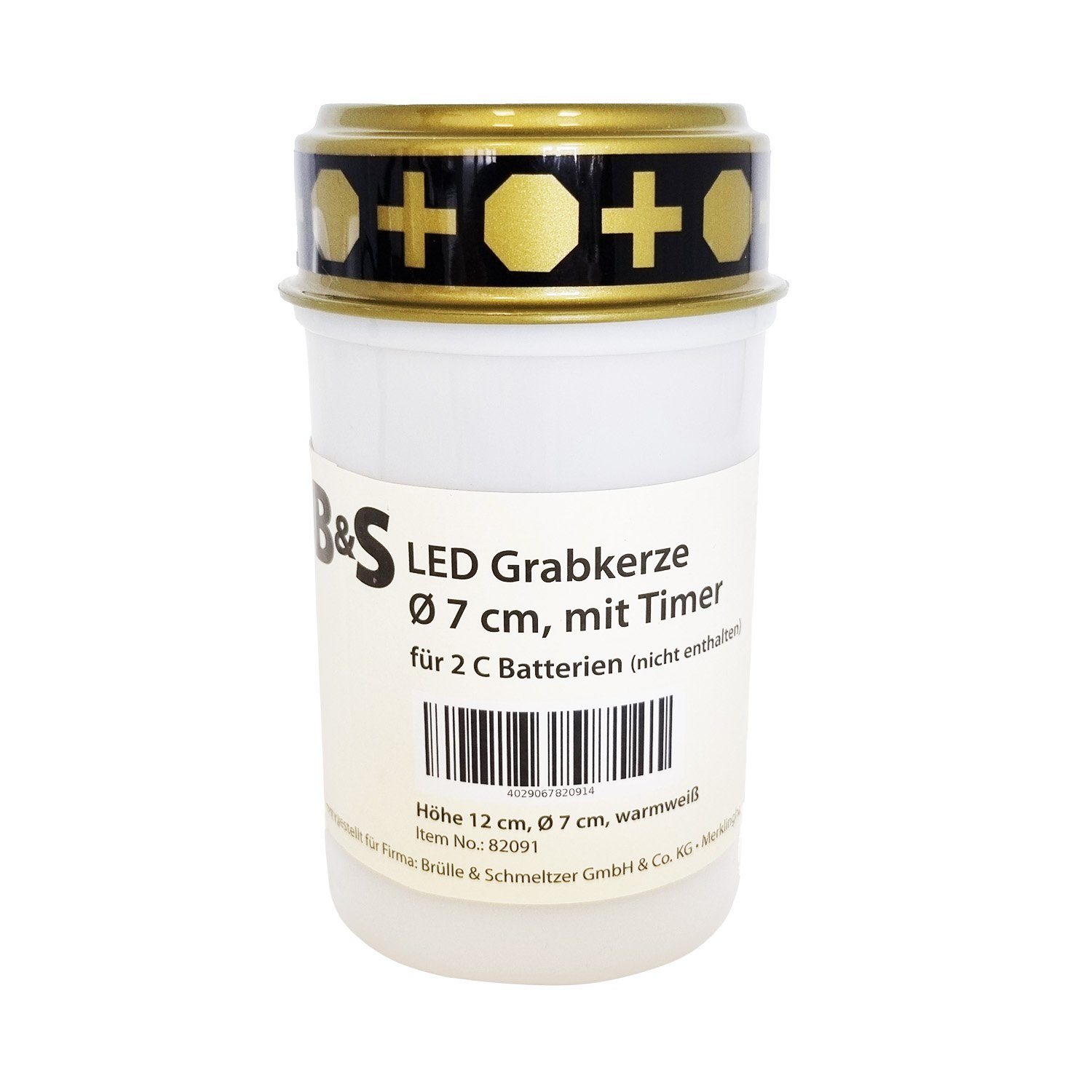 Grabkerze Grablicht Kerze mit flackernden LED Licht und 6 Stunden Timer