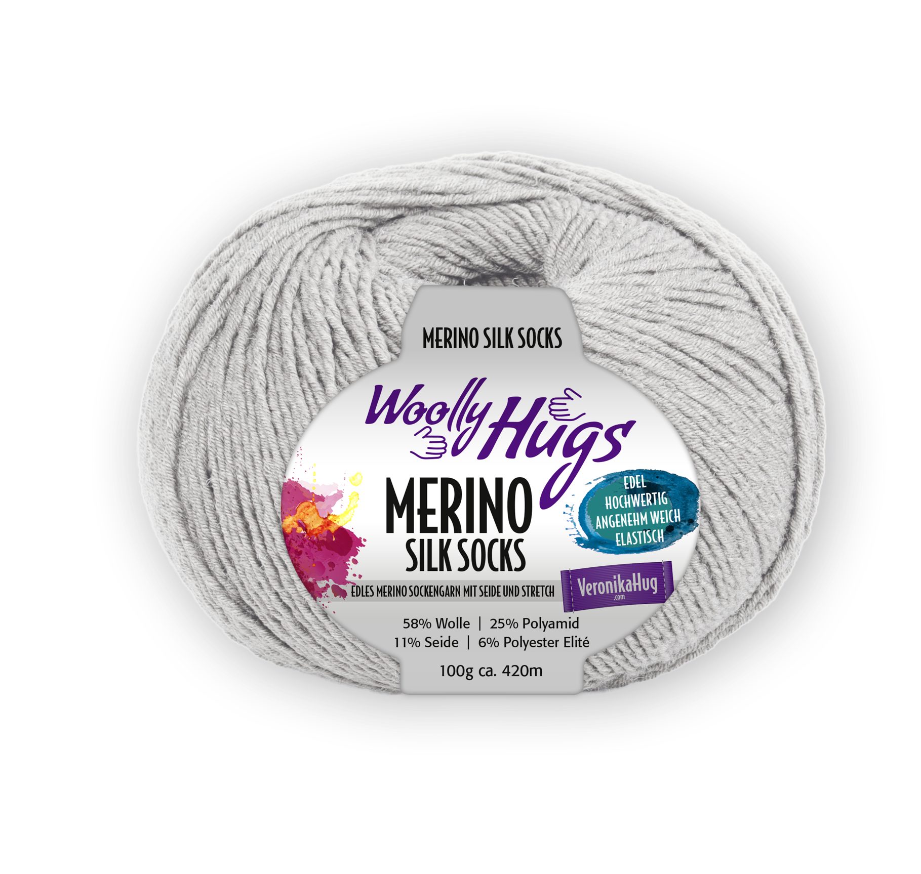Woolly Hugs MERINO SILK SOCKS Sockengarn mit Merino & Seide Häkelwolle, 420 m (Luxus-Socken für Ihre Füße, für Nadelstärke 2,0 bis 3,0 mm geeignet), 100 g