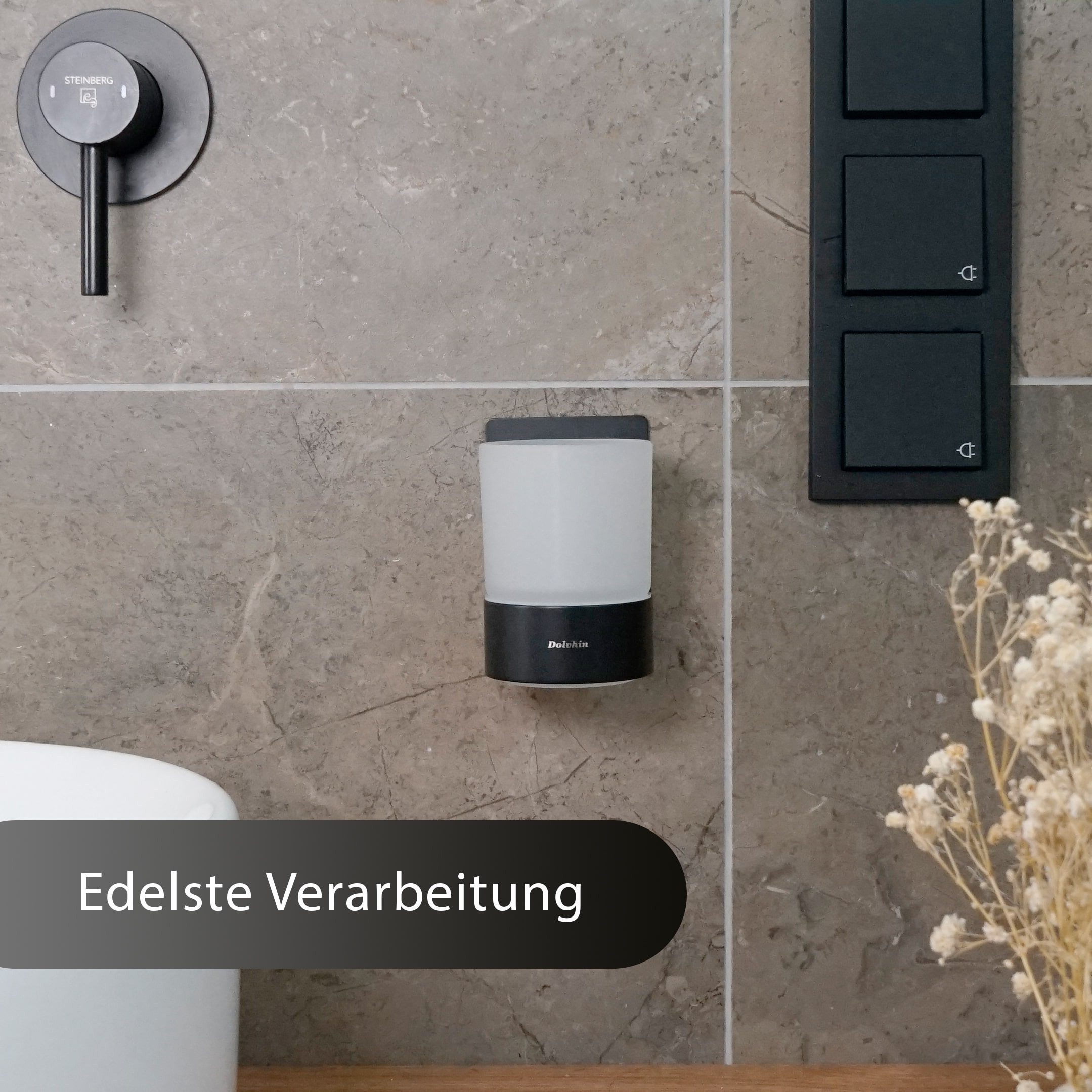 Dolvhin Zahnputzbecher Wandmontage ohne Bohren, Glas Zahnputzbecherhalter, Zahnbürstenhalter, (inkl. extra starkem 3M Klebestreifen), Zahnbürsten Organizer mit  – Bild 4 von 5