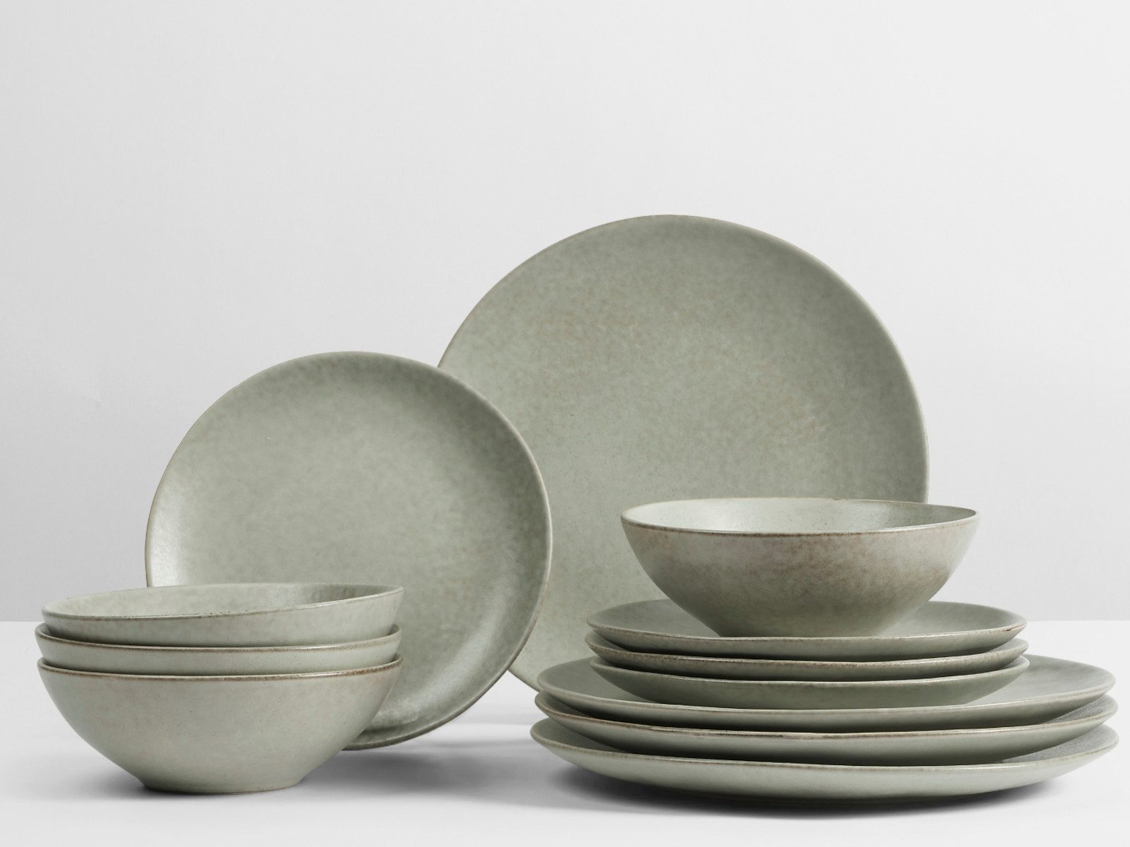 Broste Copenhagen Geschirr-Set Copenhagen NORDIC MARSH Geschirrset mittag für Vier 12tlg, Steingut