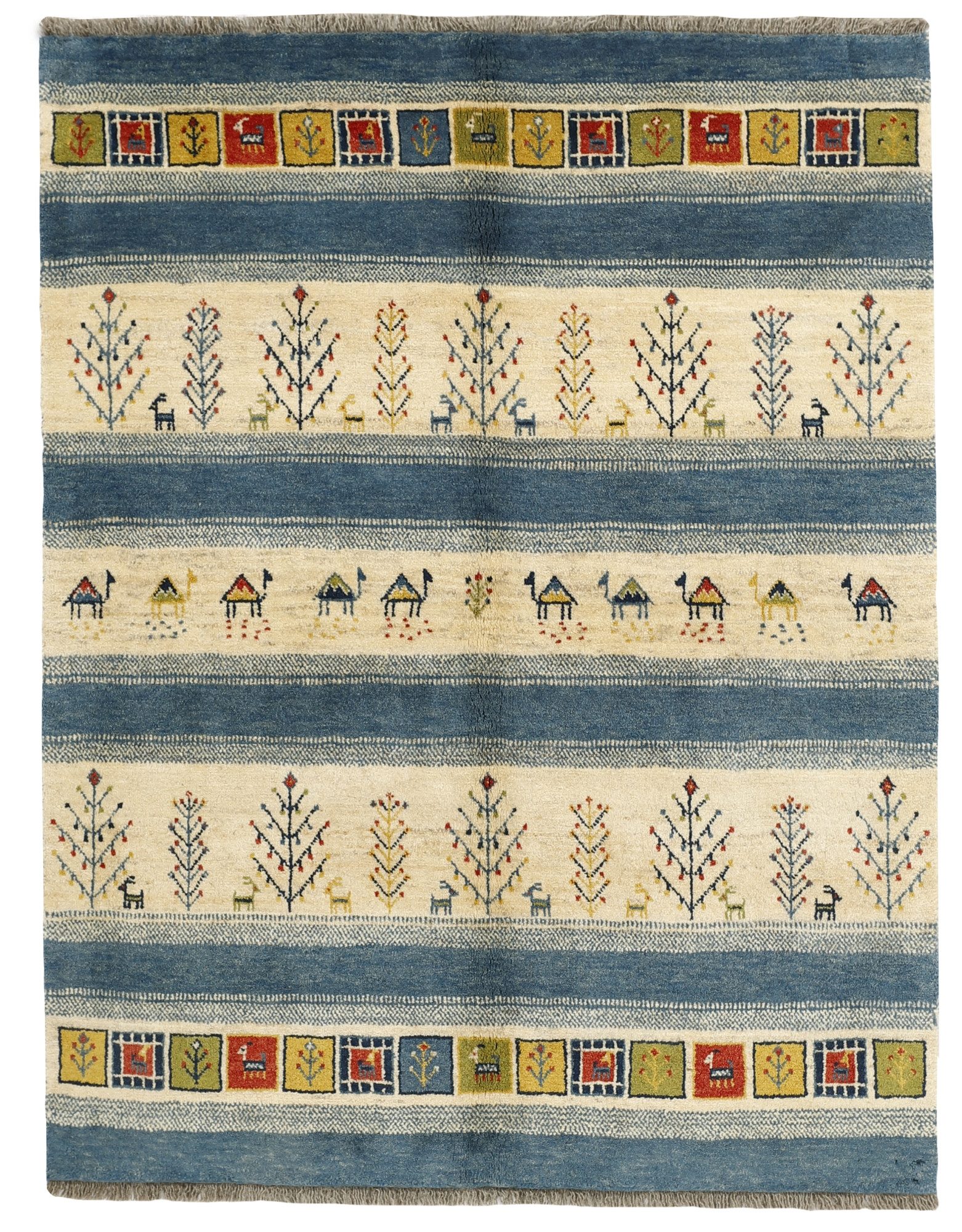 Wohnando Teppich MY-RUG Perserteppich Gabbeh Baummuster 198x153cm, Rechteckig, Höhe: 20 mm, Handgeknüpfter Teppich,Handgesponnene Wolle, mit Naturfarben gegärbt