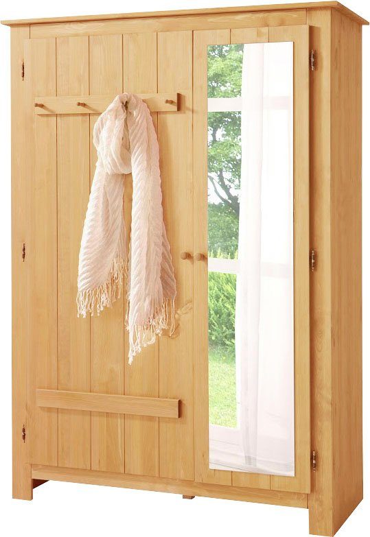 Home affaire Bertram Höhe 170 einer Garderobenschrank mit Spiegeltür, aus Kiefernholz, schönem gebeizt/gewachst natur massivem cm